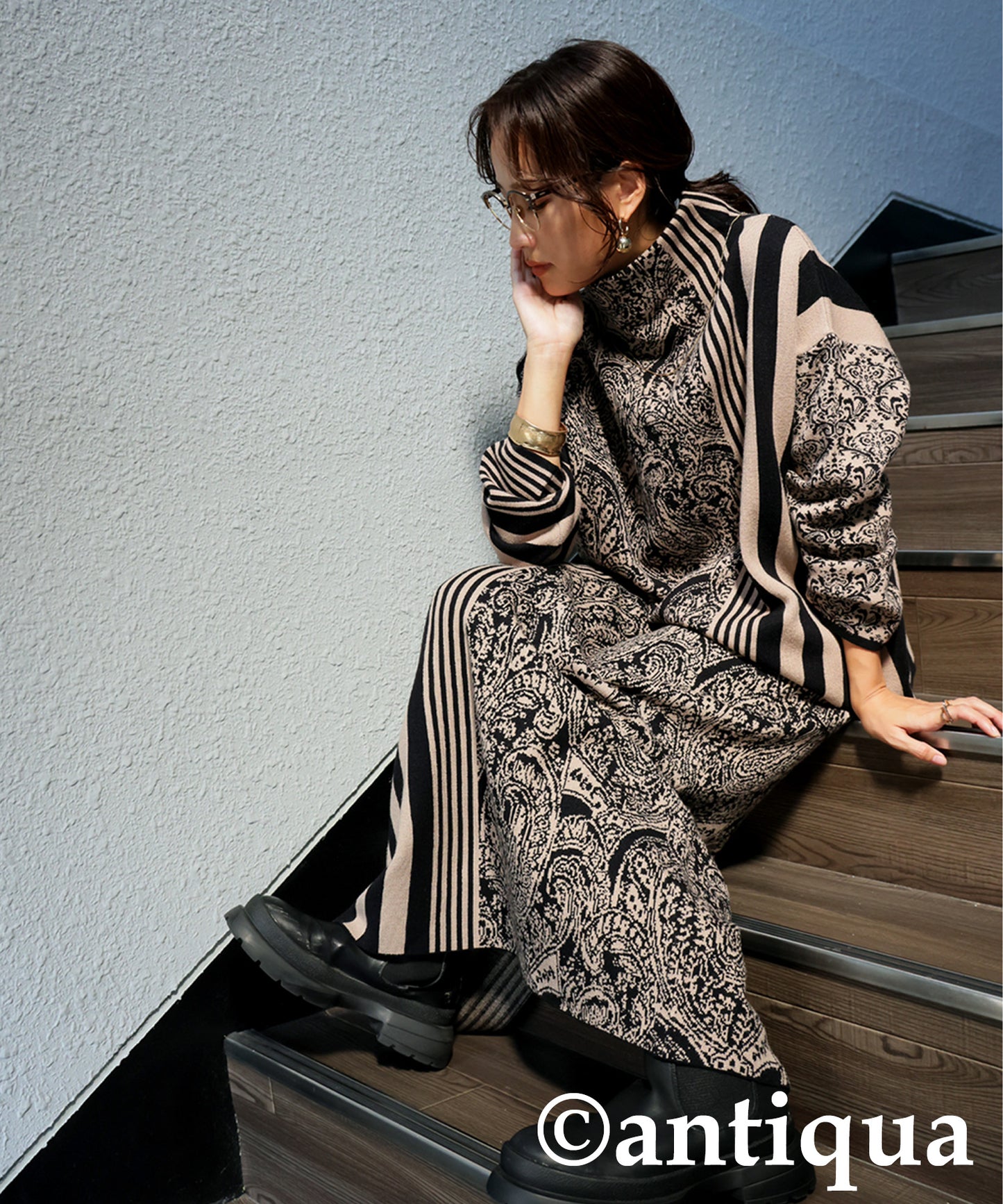 Patterned Knit Skirt Ladies