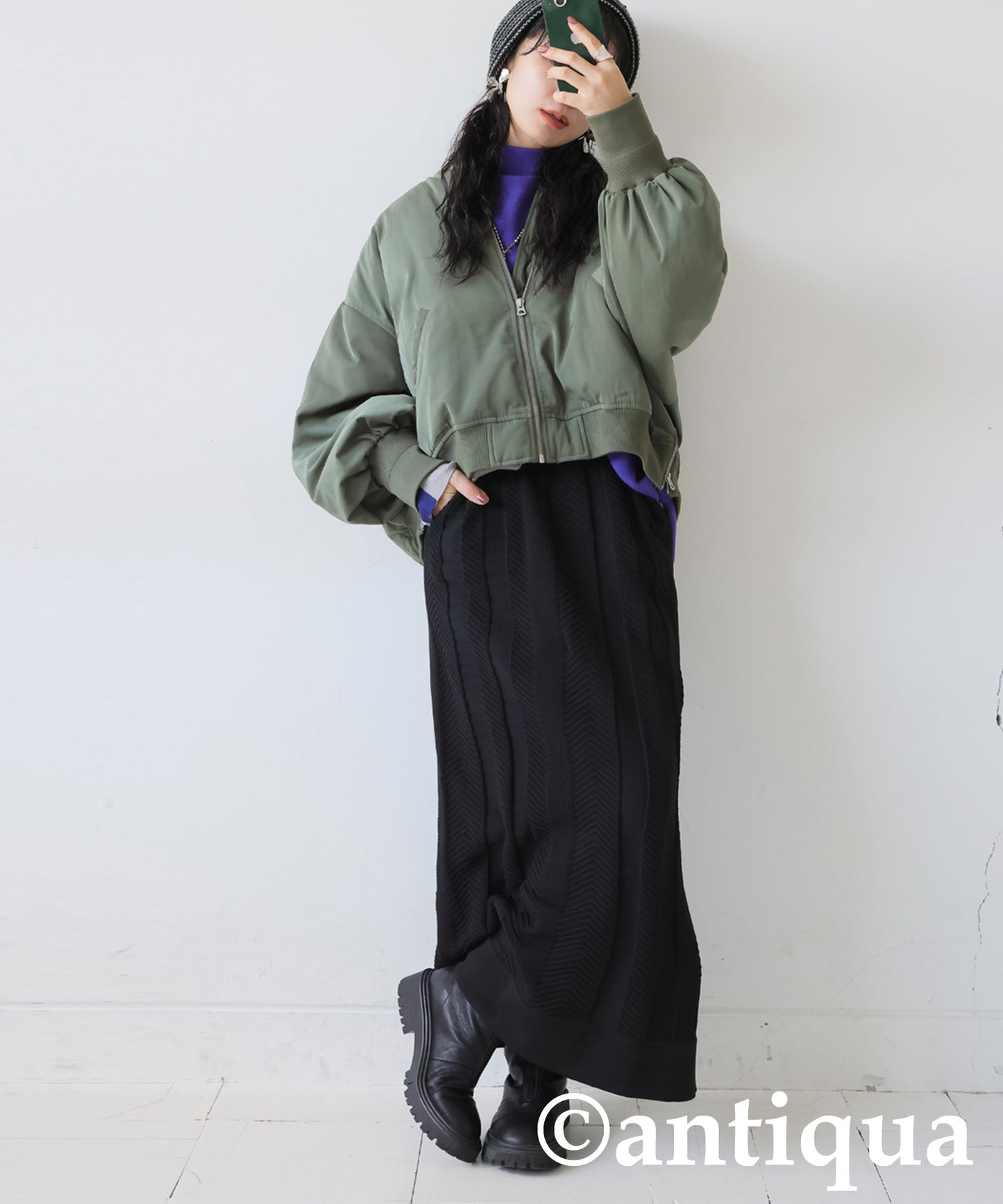 Sponge knit Long Skirt Ladies