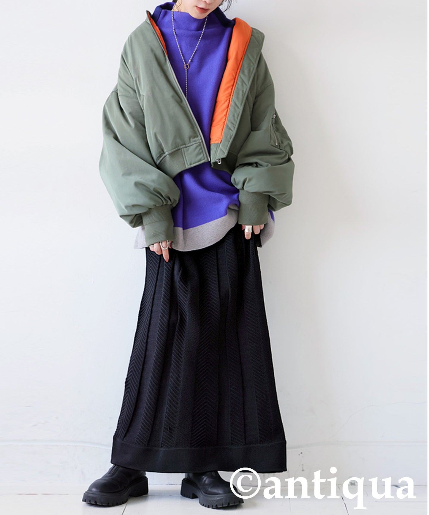 Sponge knit Long Skirt Ladies