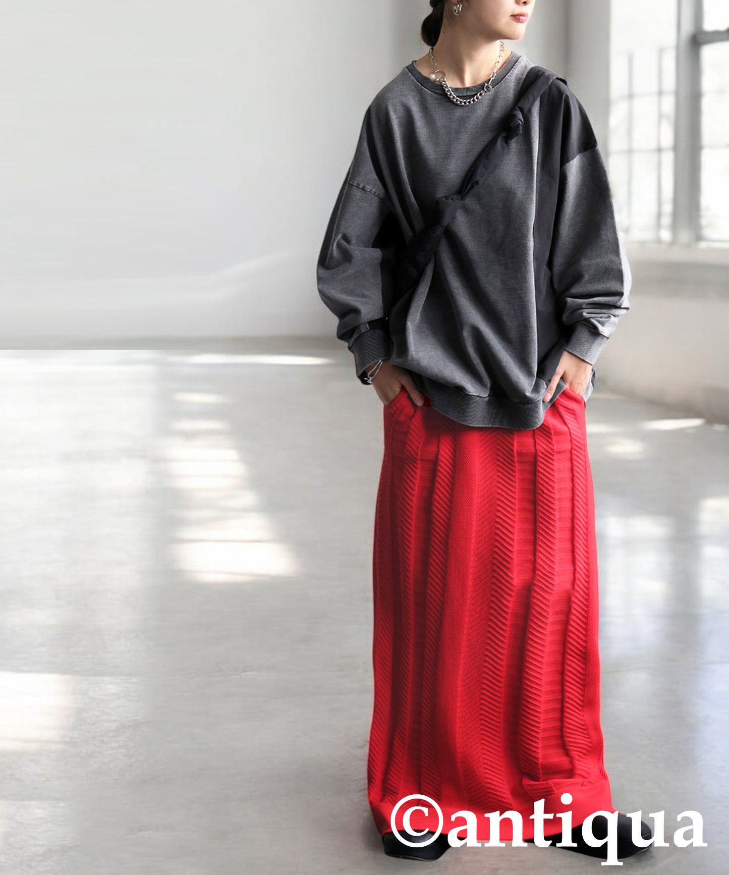 Sponge knit Long Skirt Ladies