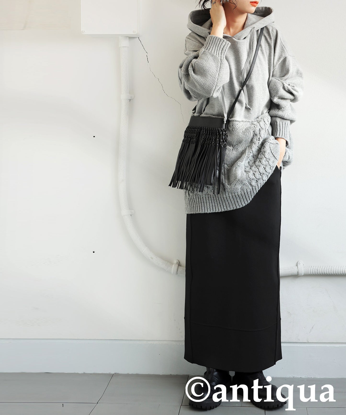 Sponge Knit Long Skirt Ladies