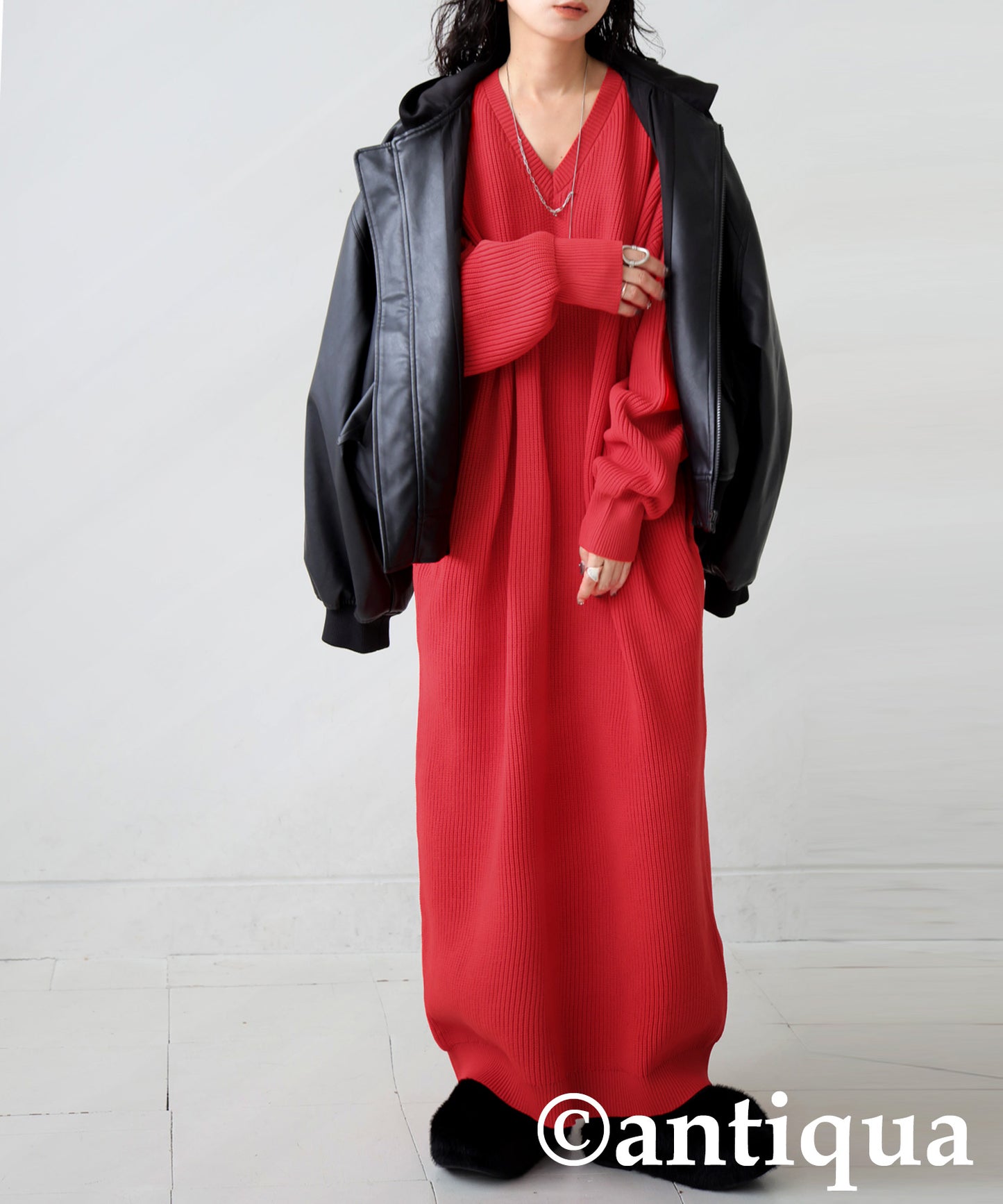 Ribbed Knit Dress Ladies