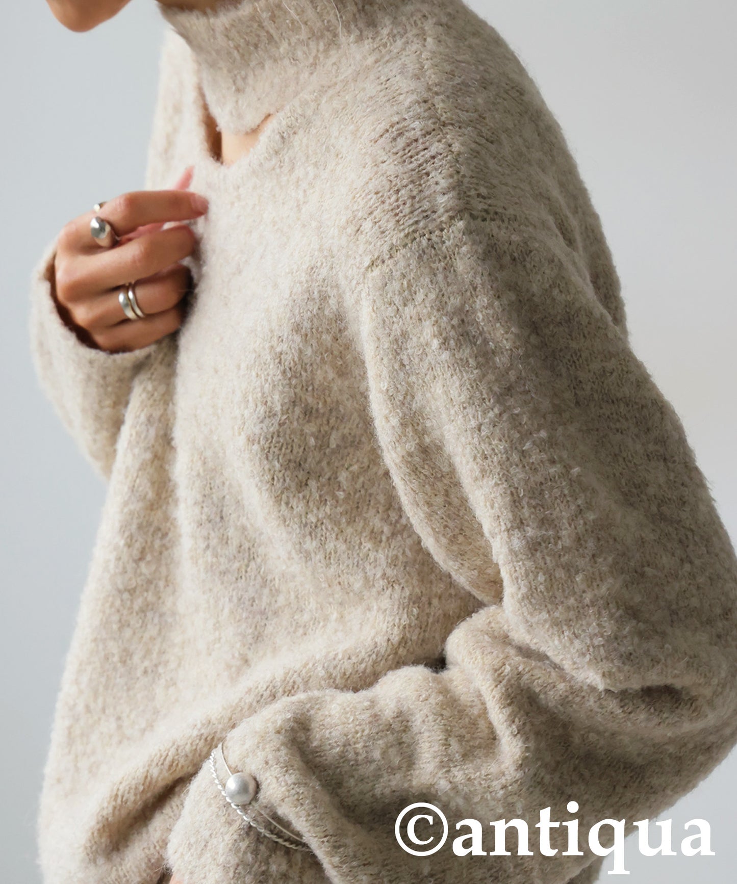 Boucle Cutout Knit Tops Ladies