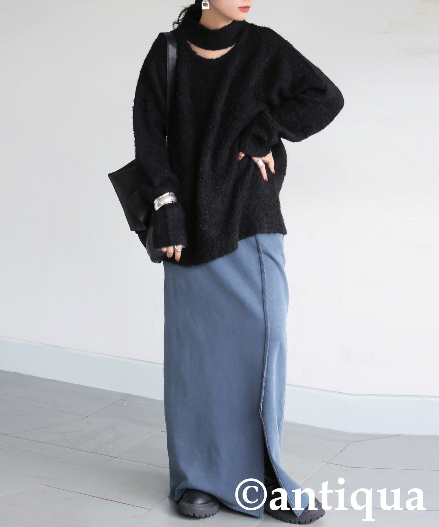 Boucle Cutout Knit Tops Ladies