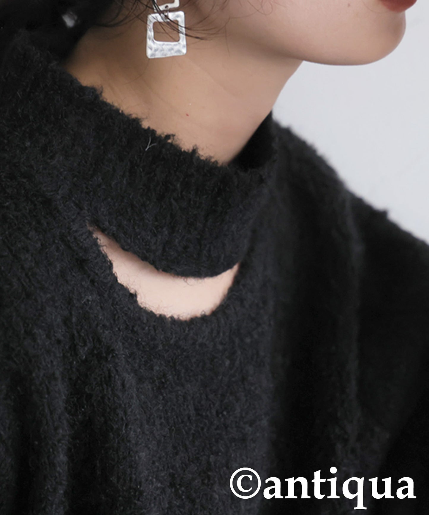 Boucle Cutout Knit Tops Ladies