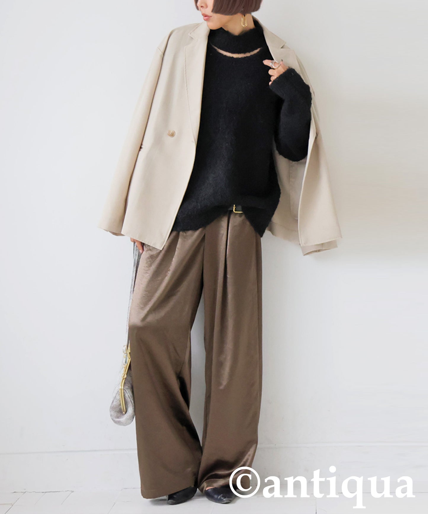 Boucle Cutout Knit Tops Ladies