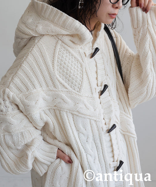 Toggle Button Cable Knit  tops Ladies