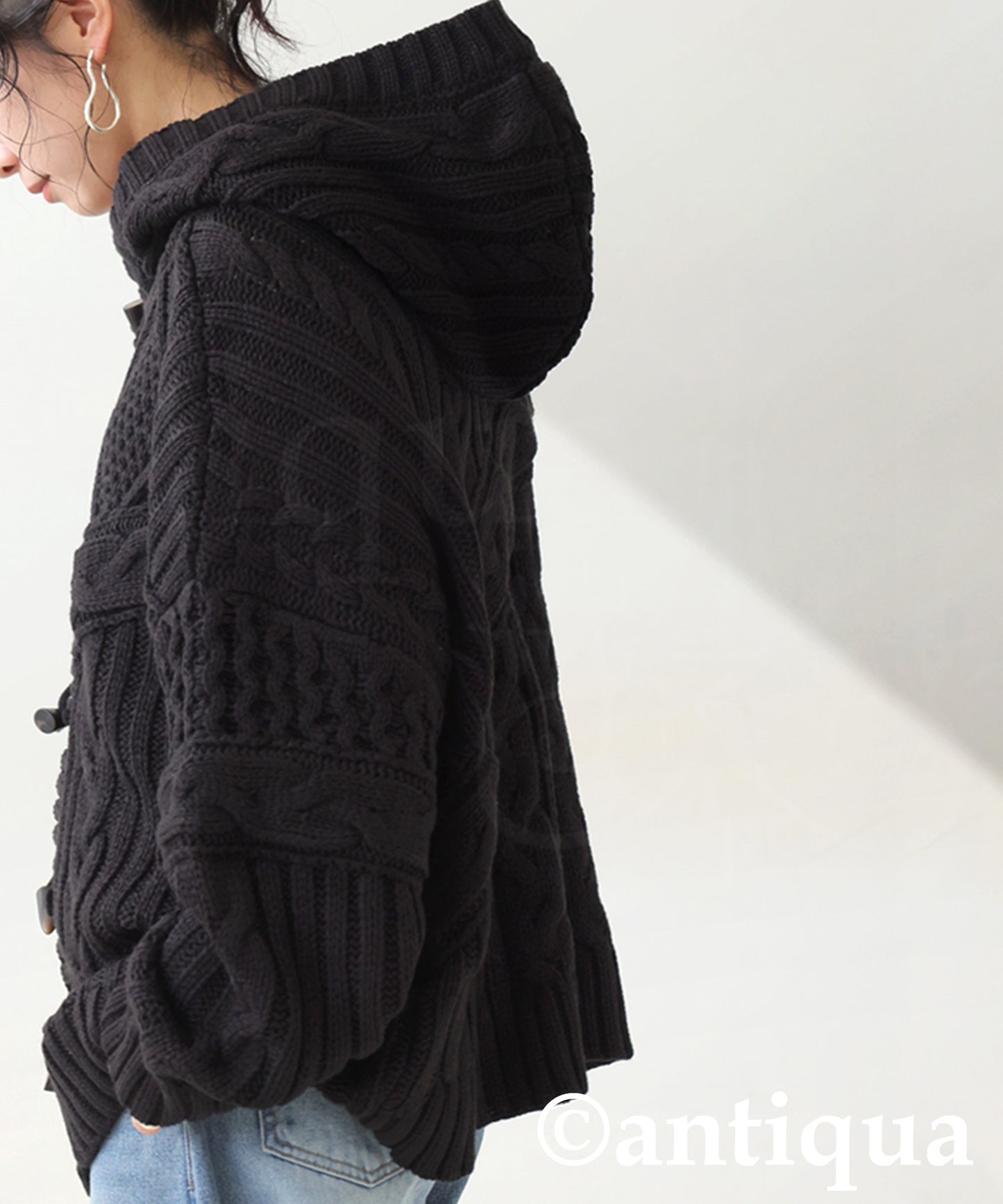 Toggle Button Cable Knit  tops Ladies