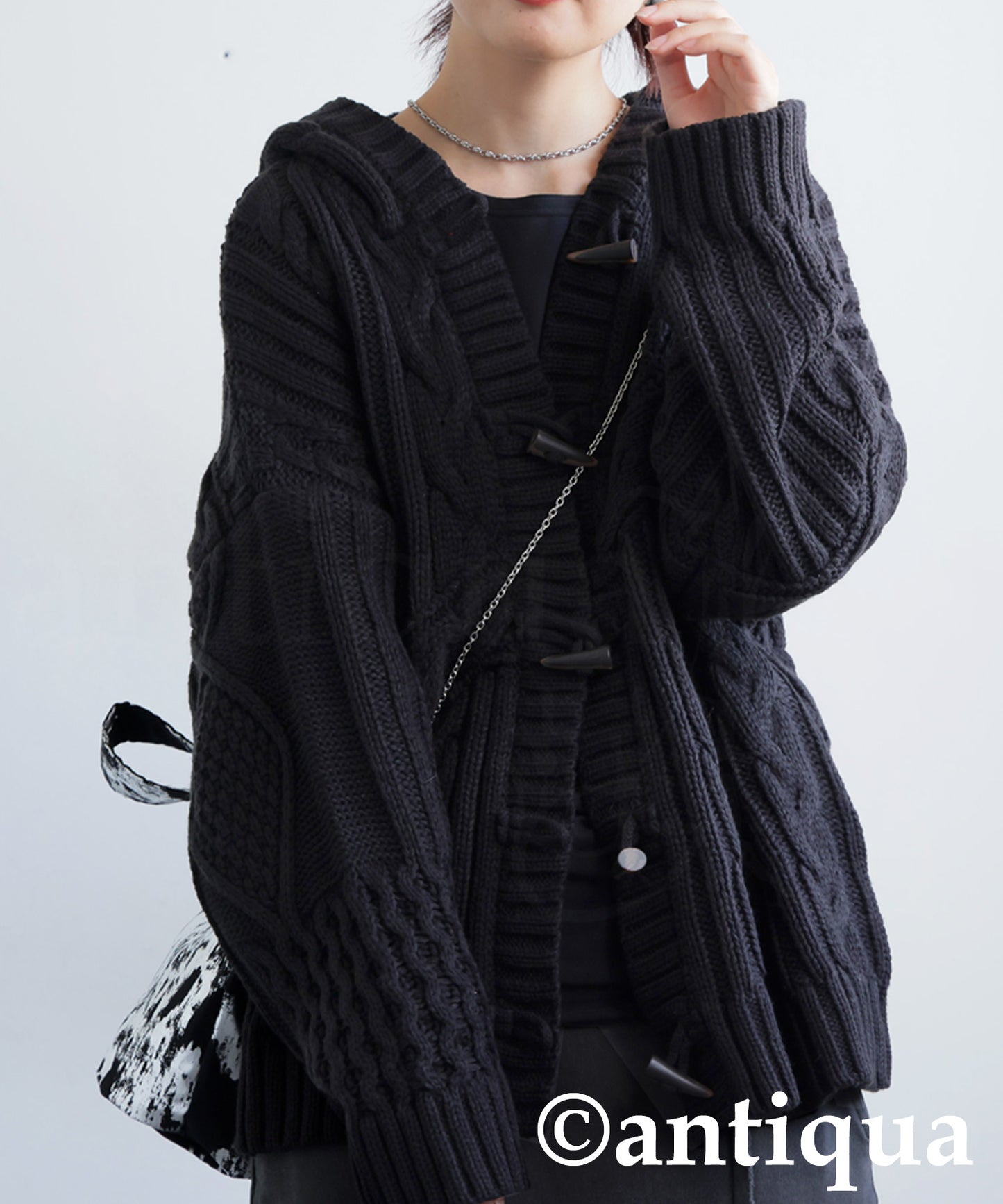 Toggle Button Cable Knit  tops Ladies