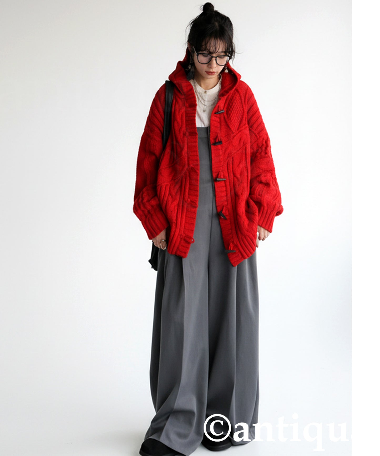 Toggle Button Cable Knit  tops Ladies