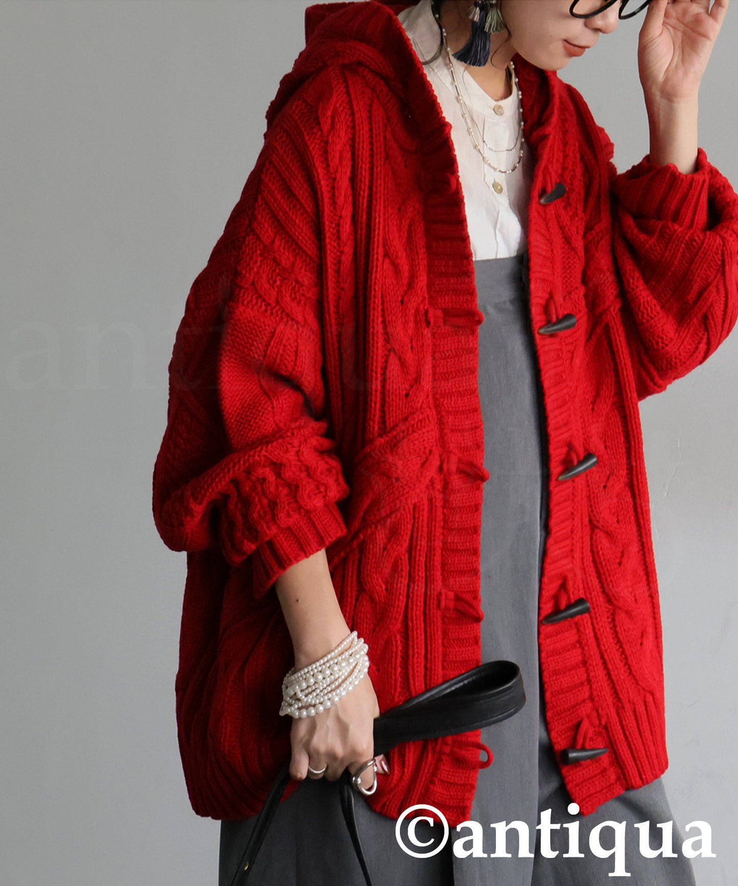 Toggle Button Cable Knit  tops Ladies