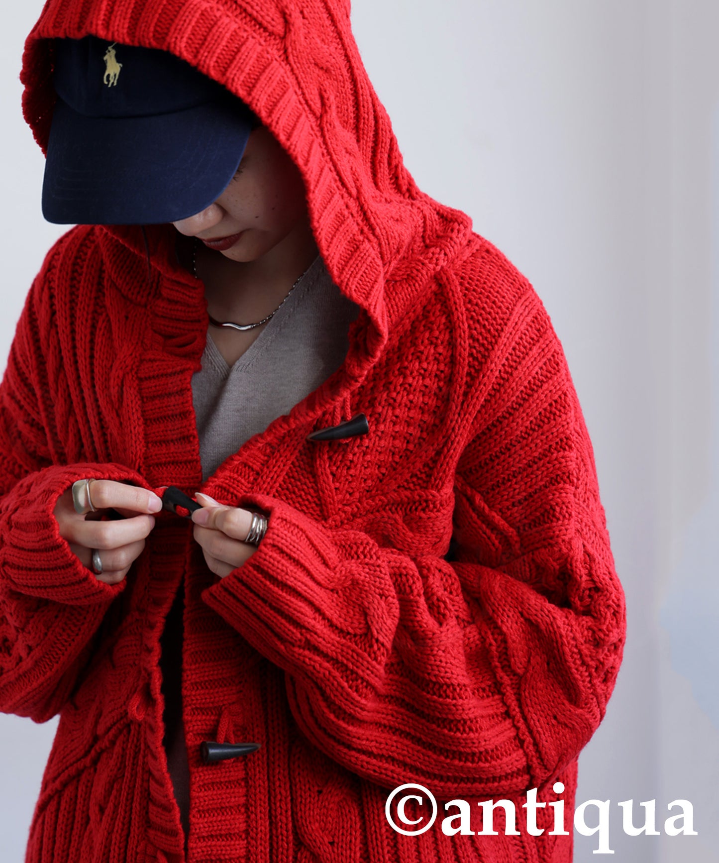 Toggle Button Cable Knit  tops Ladies
