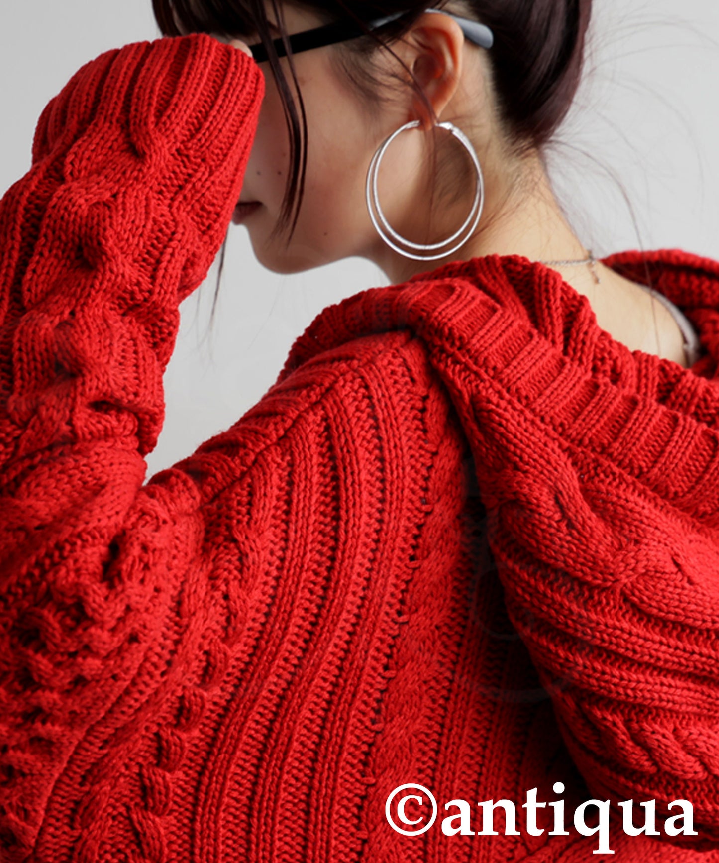 Toggle Button Cable Knit  tops Ladies
