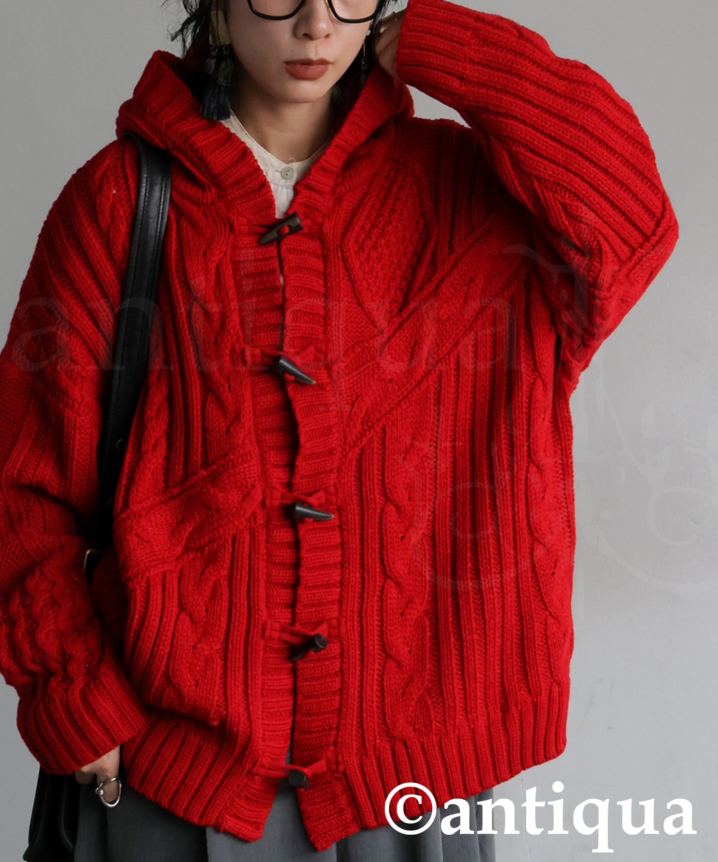 Toggle Button Cable Knit  tops Ladies