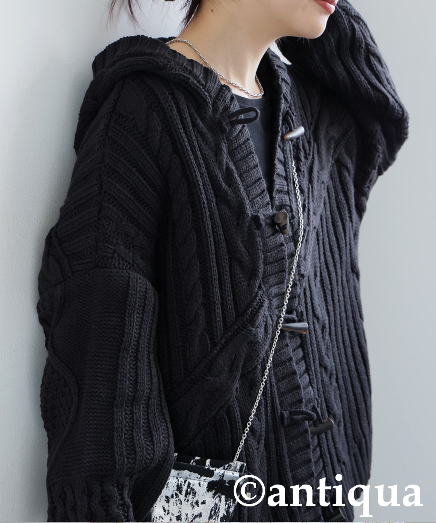 Toggle Button Cable Knit  tops Ladies
