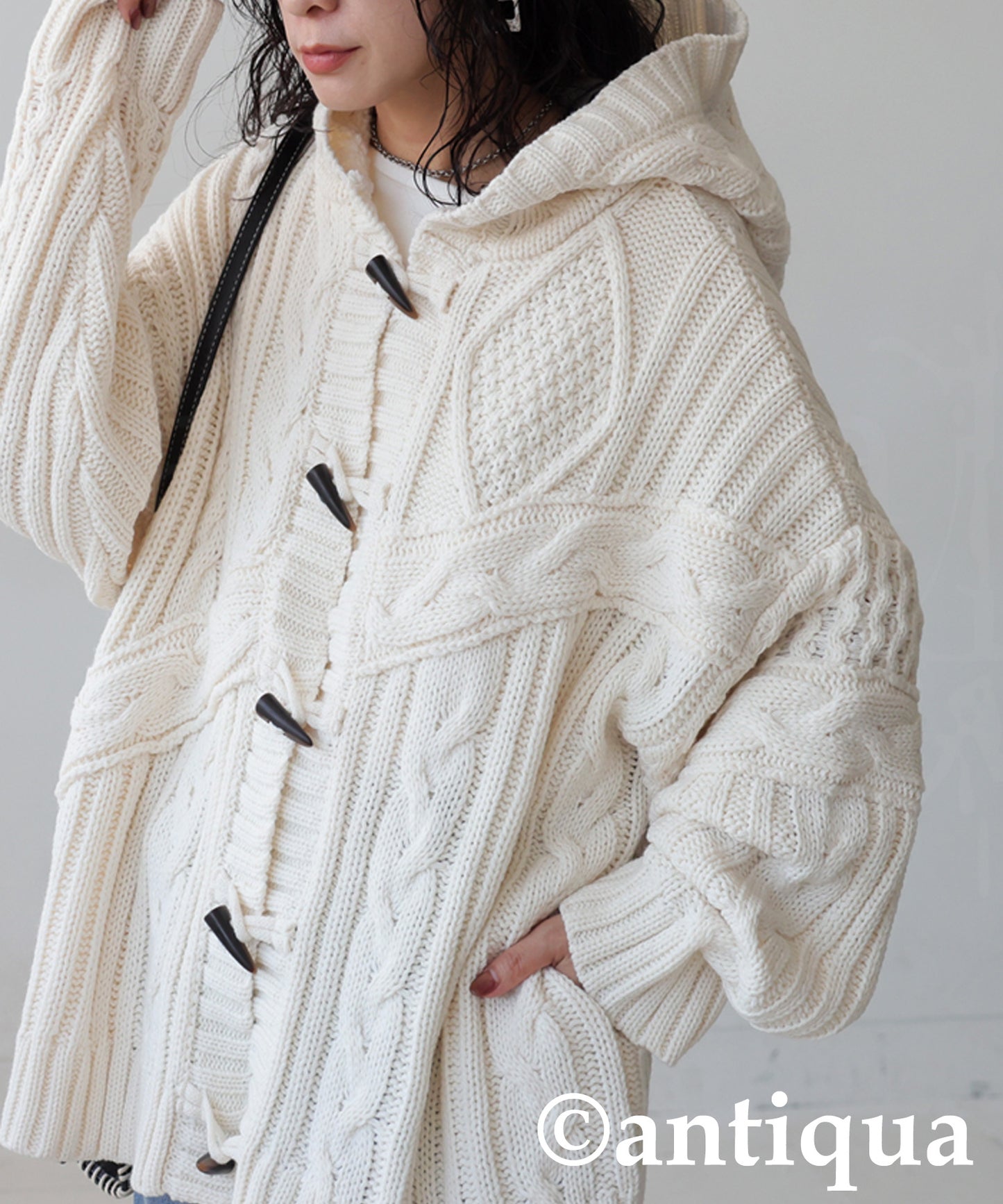 Toggle Button Cable Knit  tops Ladies