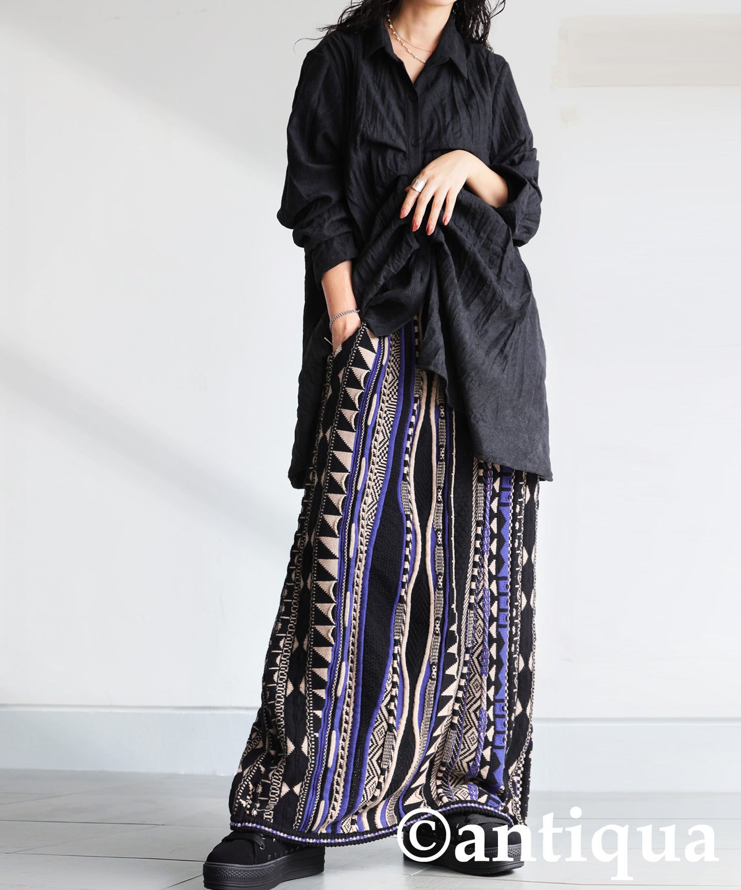 Geometric Pattern Knit Skirt Ladies