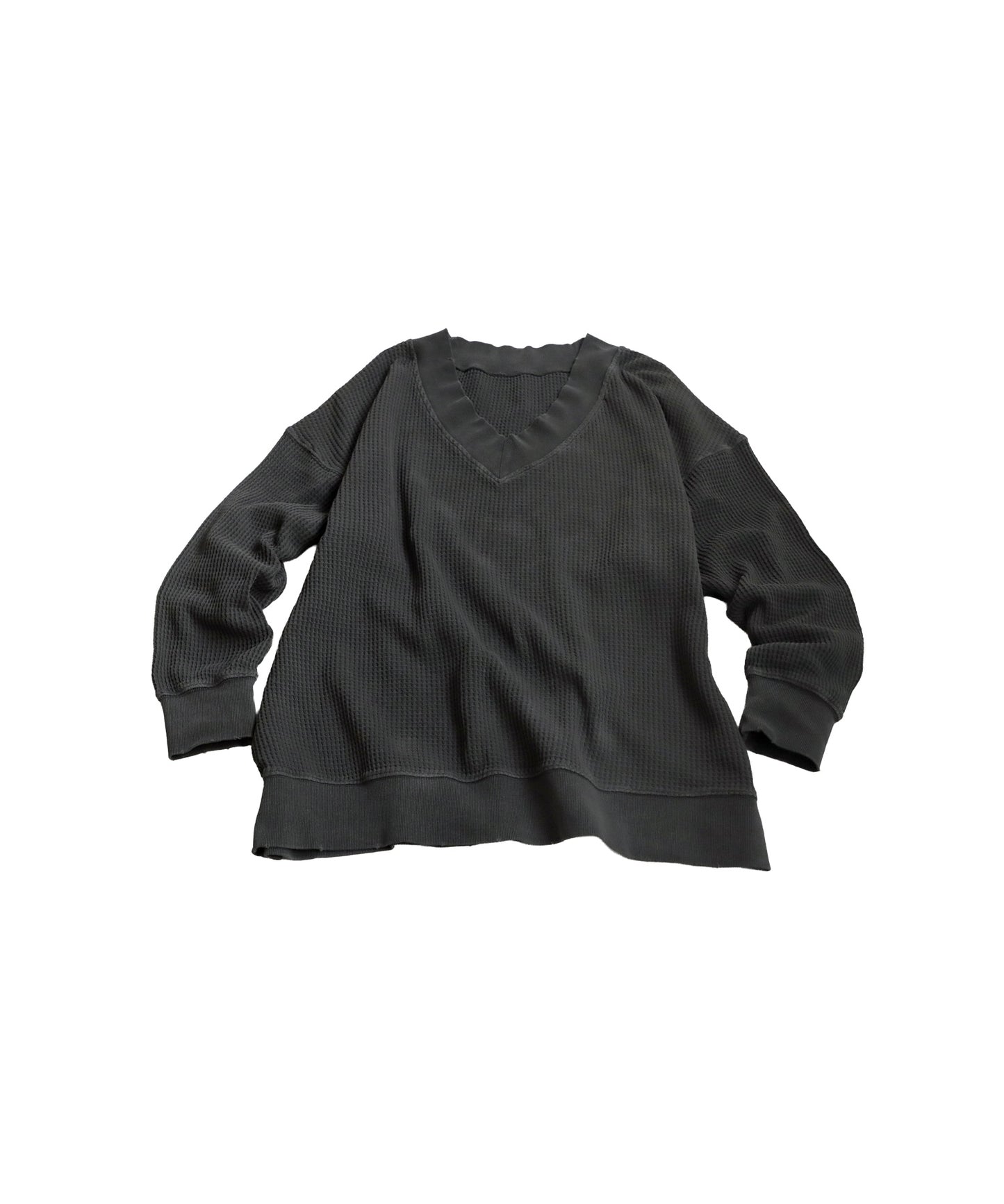 Pigmented Oni Waffle V-Neck Pullover Ladies