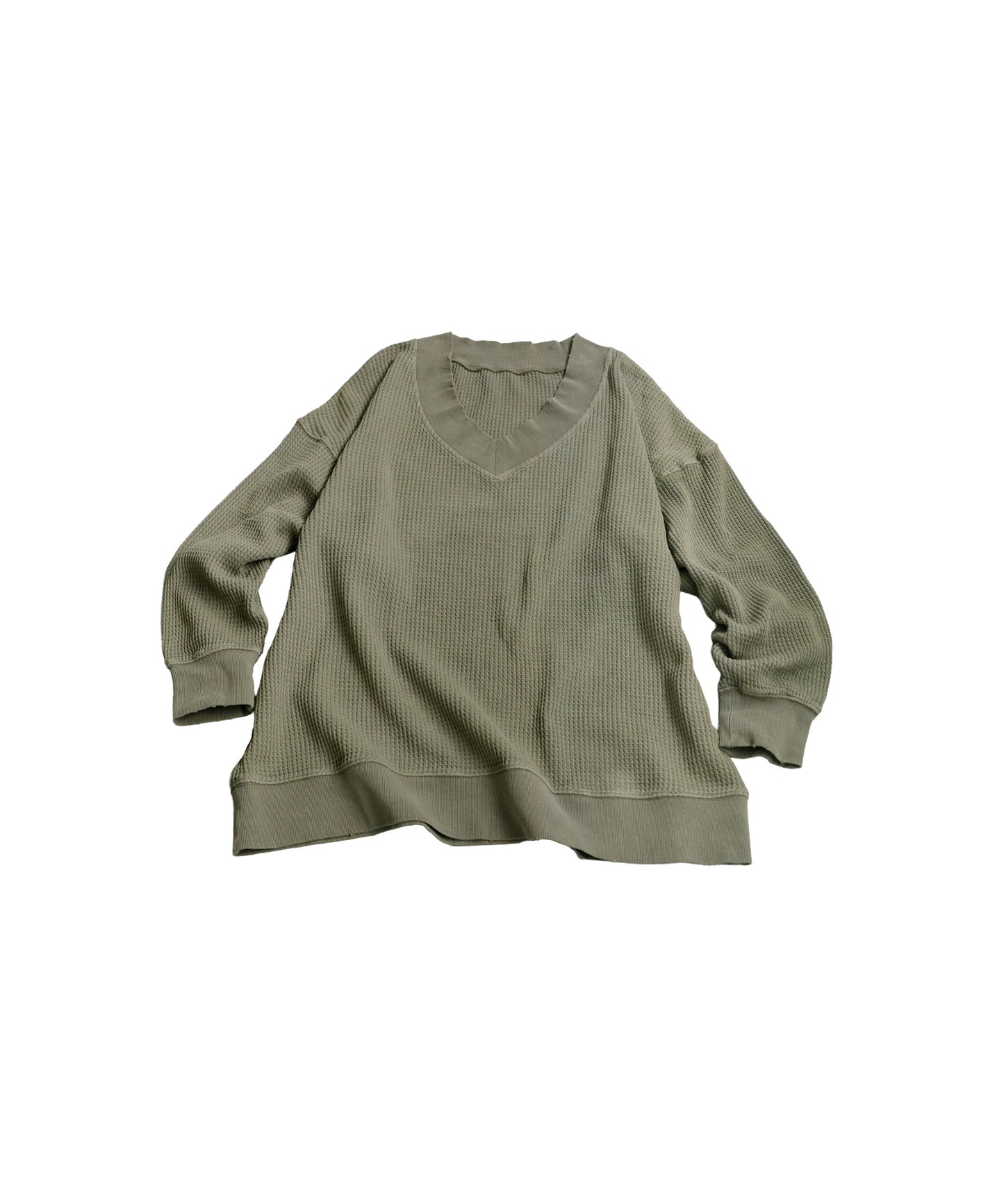 Pigmented Oni Waffle V-Neck Pullover Ladies