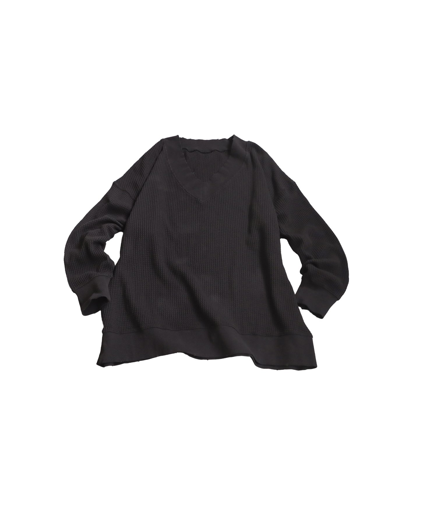 Pigmented Oni Waffle V-Neck Pullover Ladies