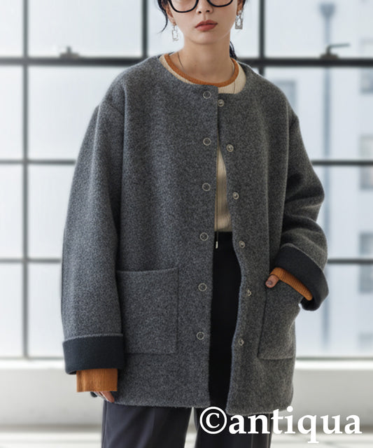 Double-Face Collarless Jacket Ladies