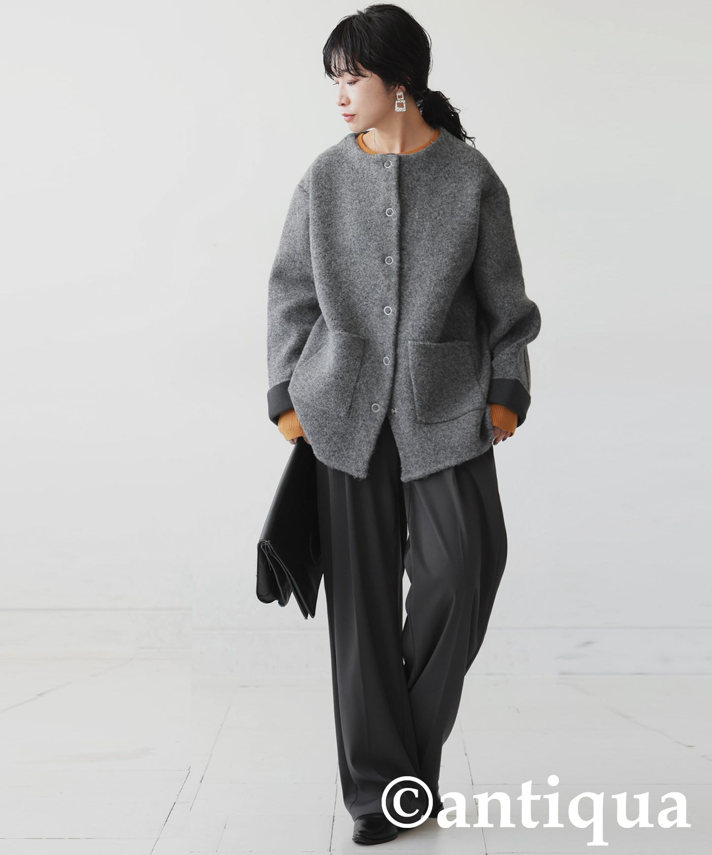 Double-Face Collarless Jacket Ladies