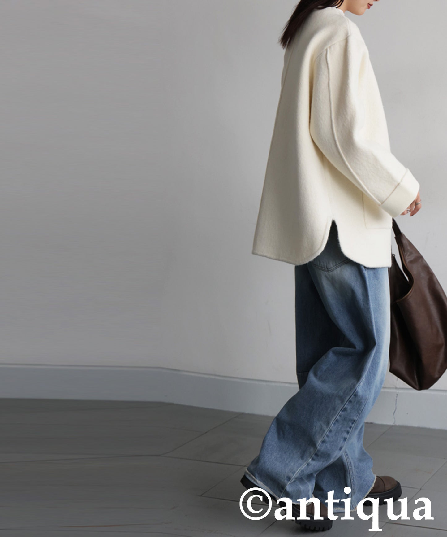 Double-Face Collarless Jacket Ladies