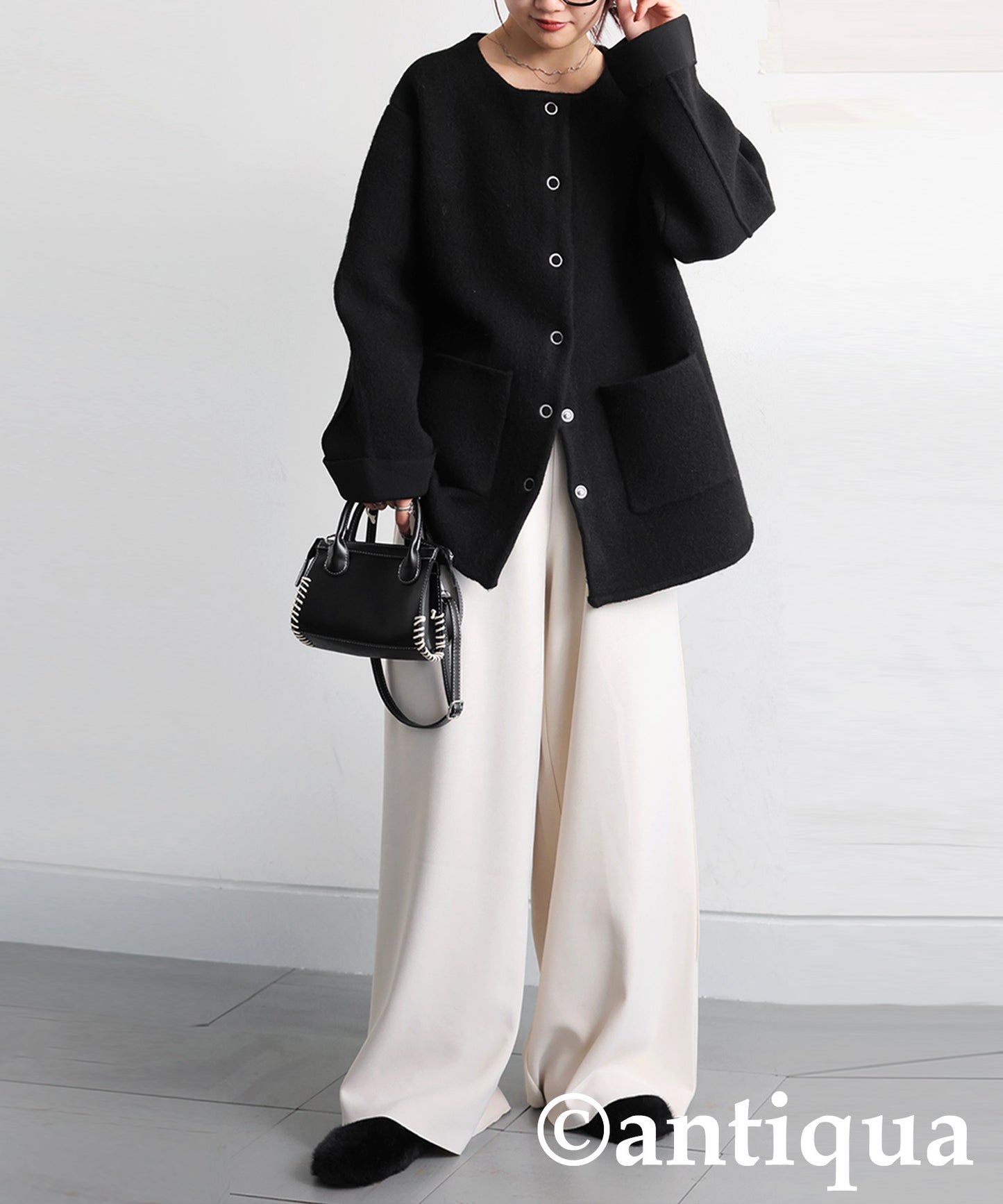 Double-Face Collarless Jacket Ladies