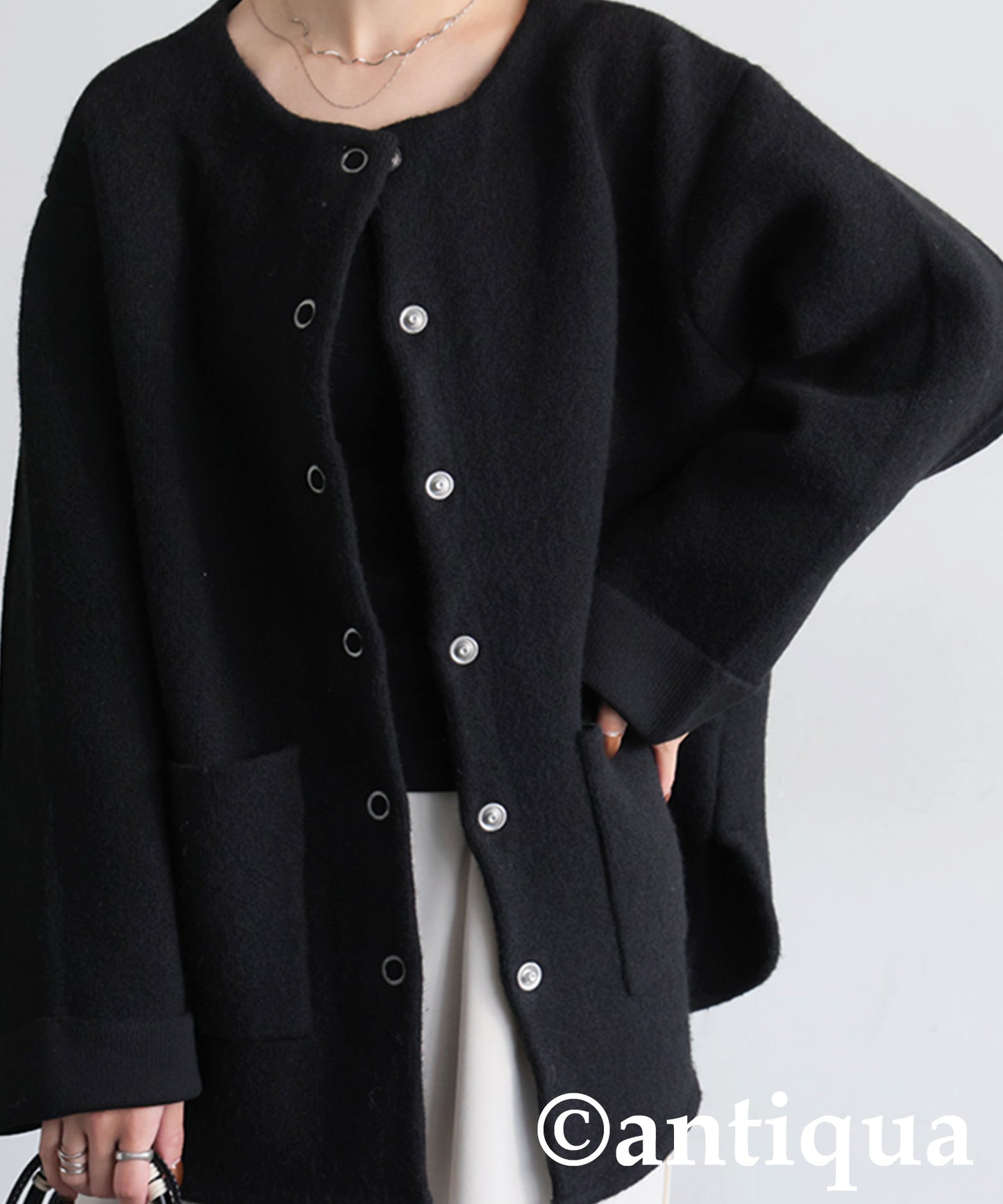 Double-Face Collarless Jacket Ladies