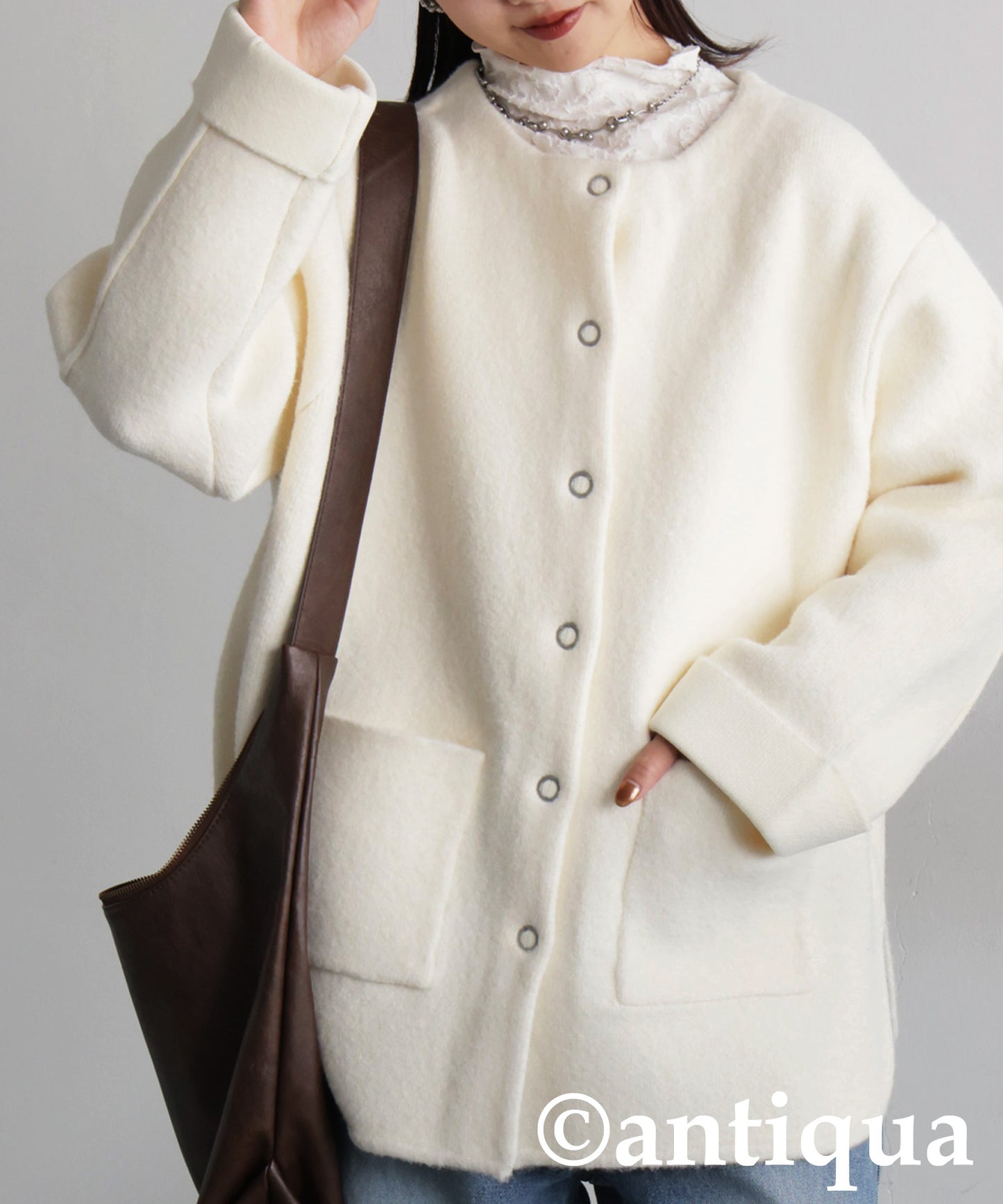 Double-Face Collarless Jacket Ladies