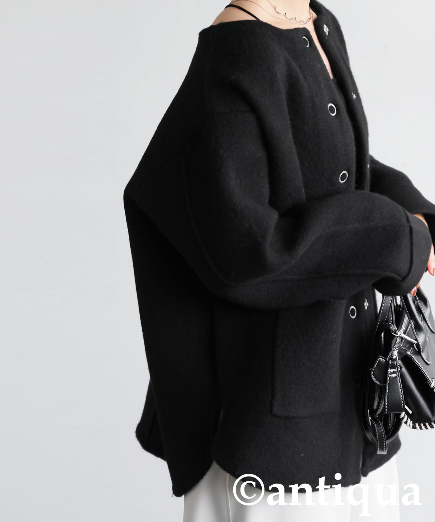 Double-Face Collarless Jacket Ladies