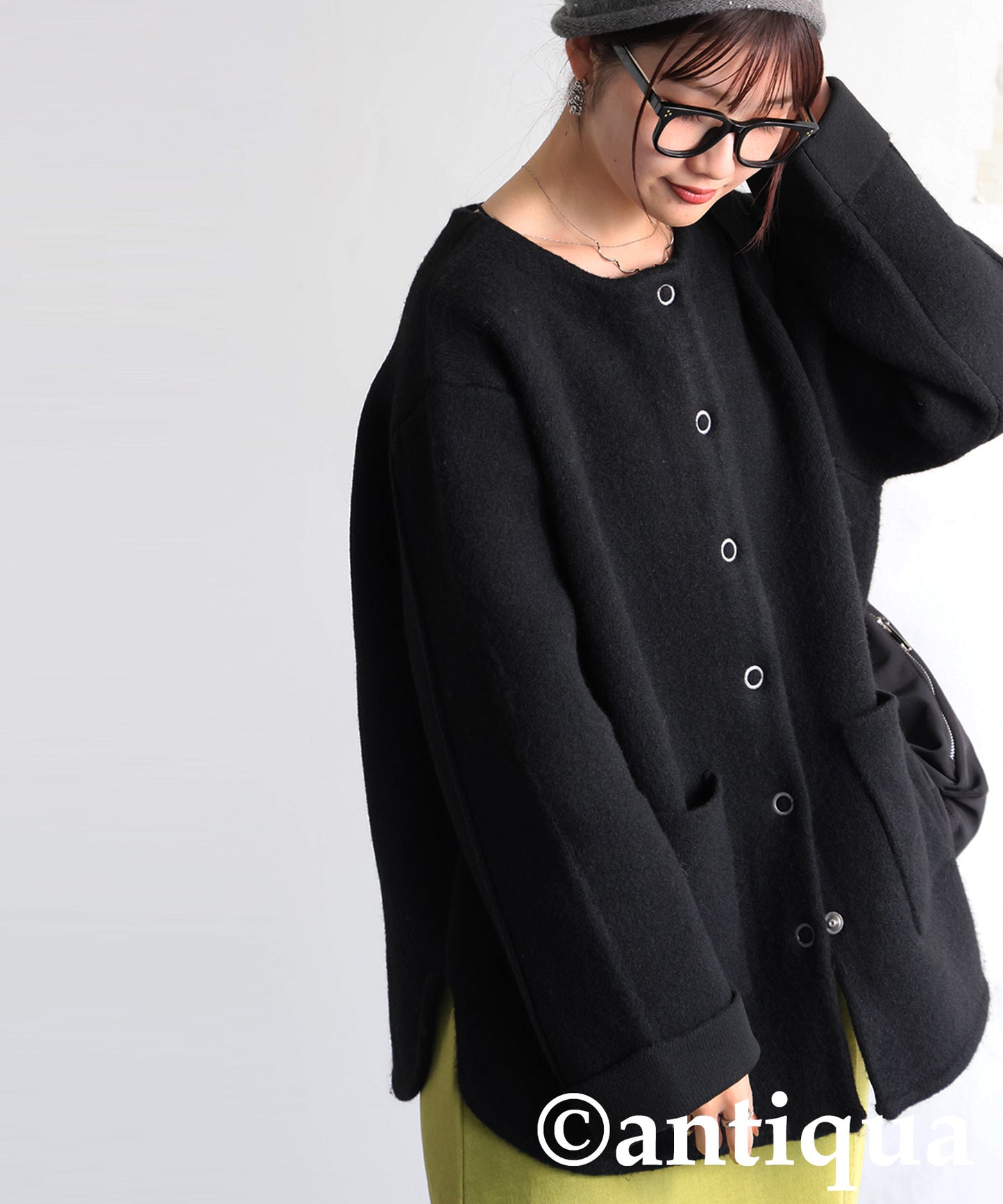 Double-Face Collarless Jacket Ladies