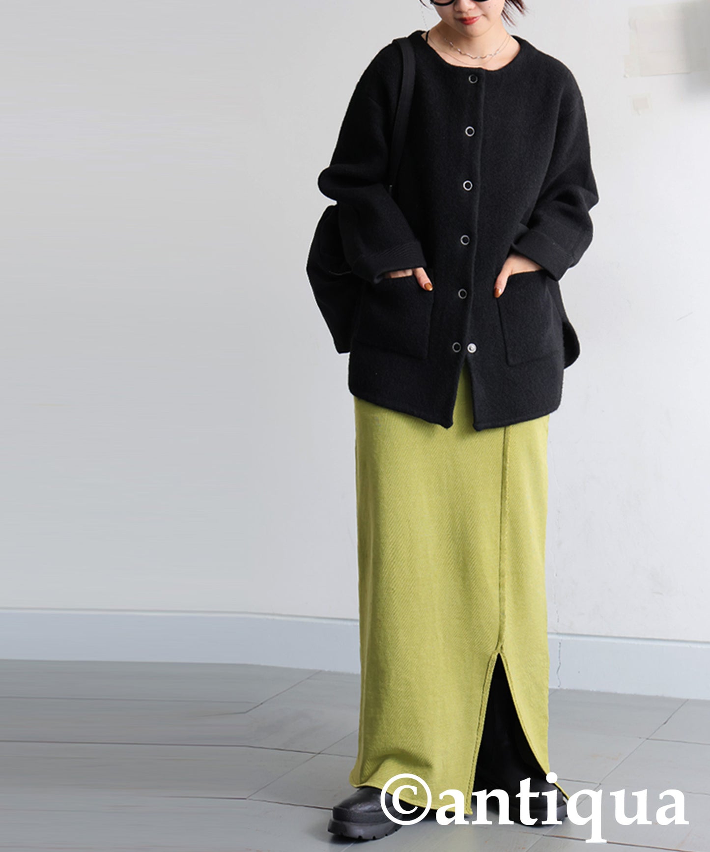 Double-Face Collarless Jacket Ladies