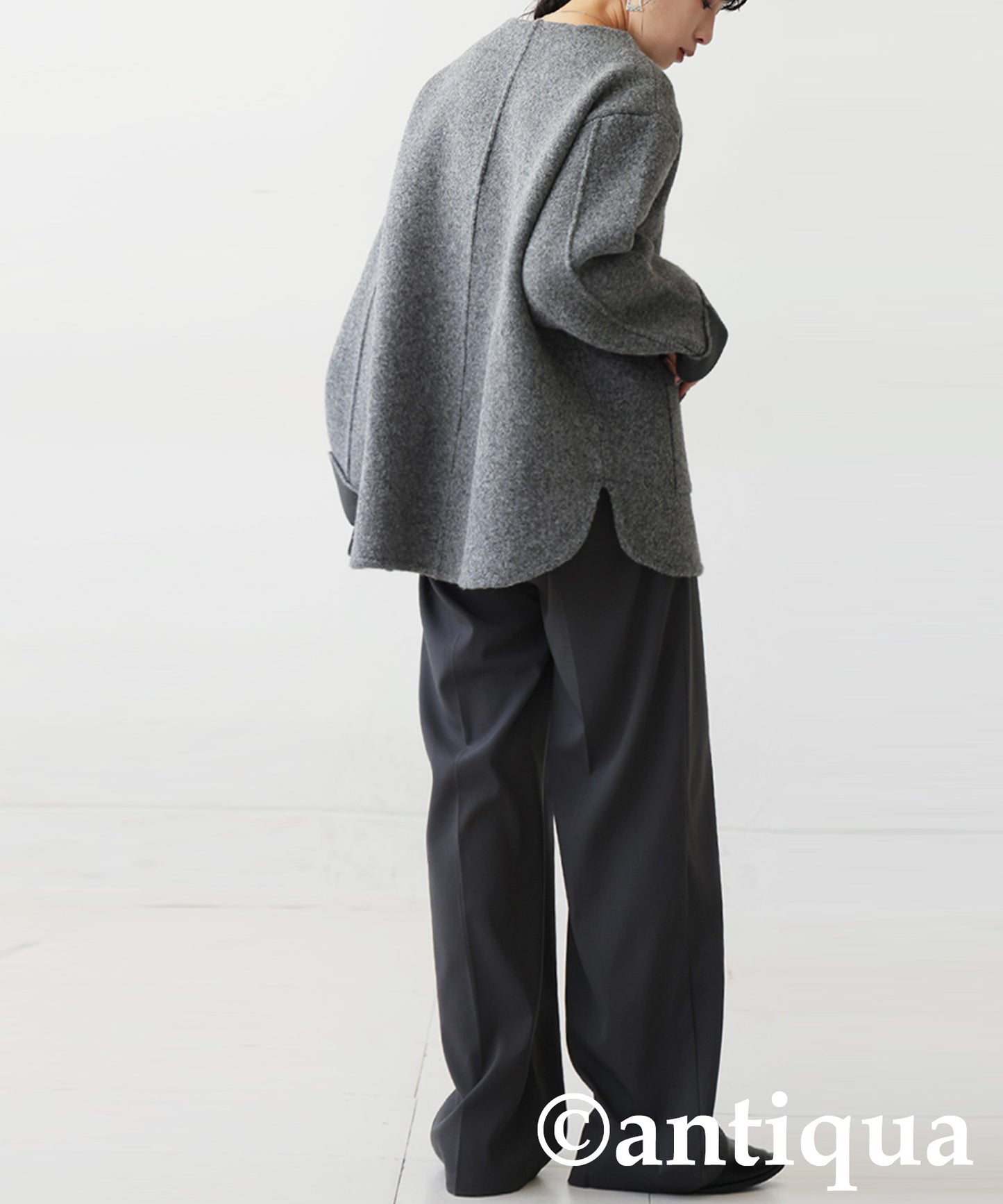 Double-Face Collarless Jacket Ladies