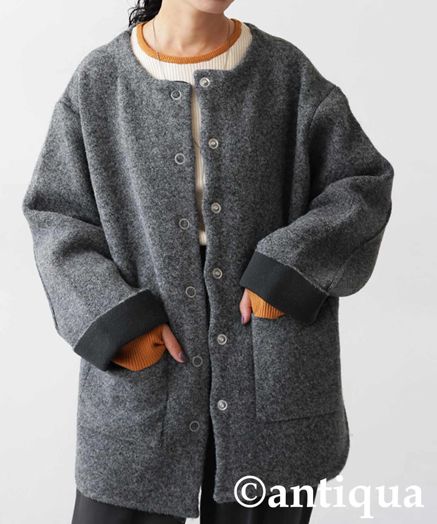 Double-Face Collarless Jacket Ladies