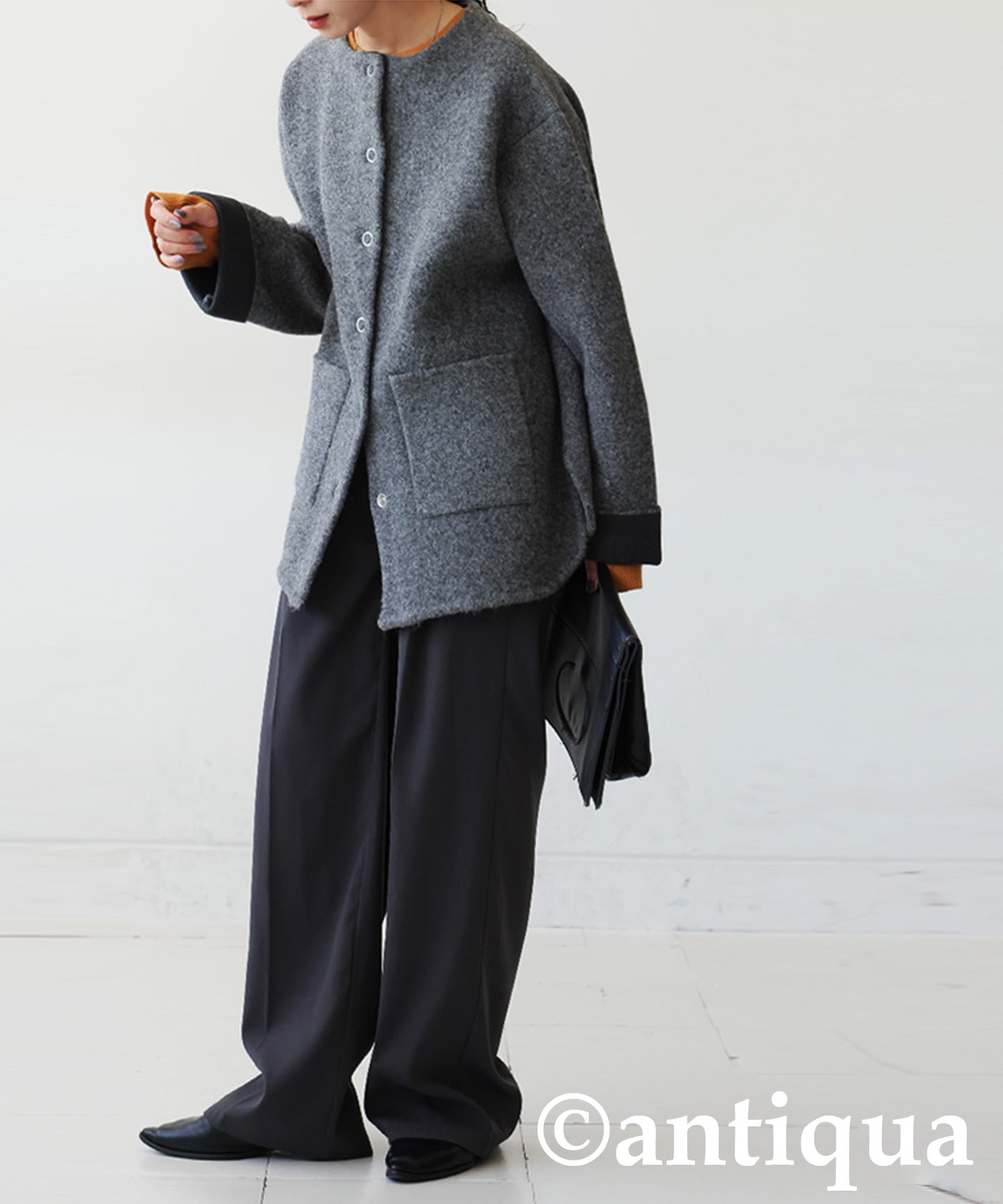 Double-Face Collarless Jacket Ladies