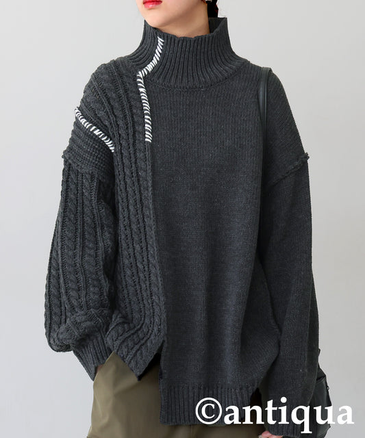 Mixed Knit Pullover Ladies