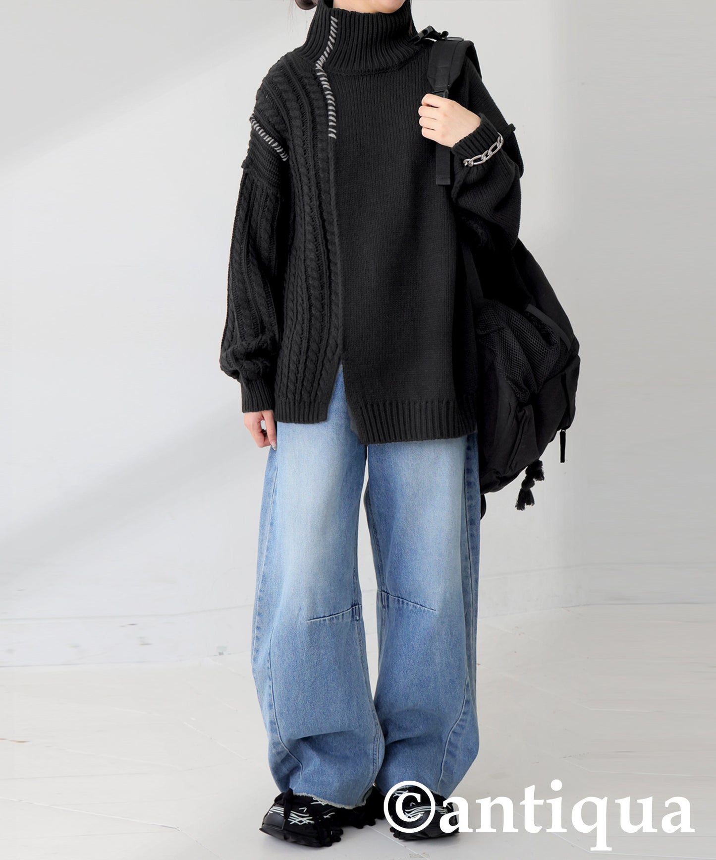 Mixed Knit Pullover Ladies