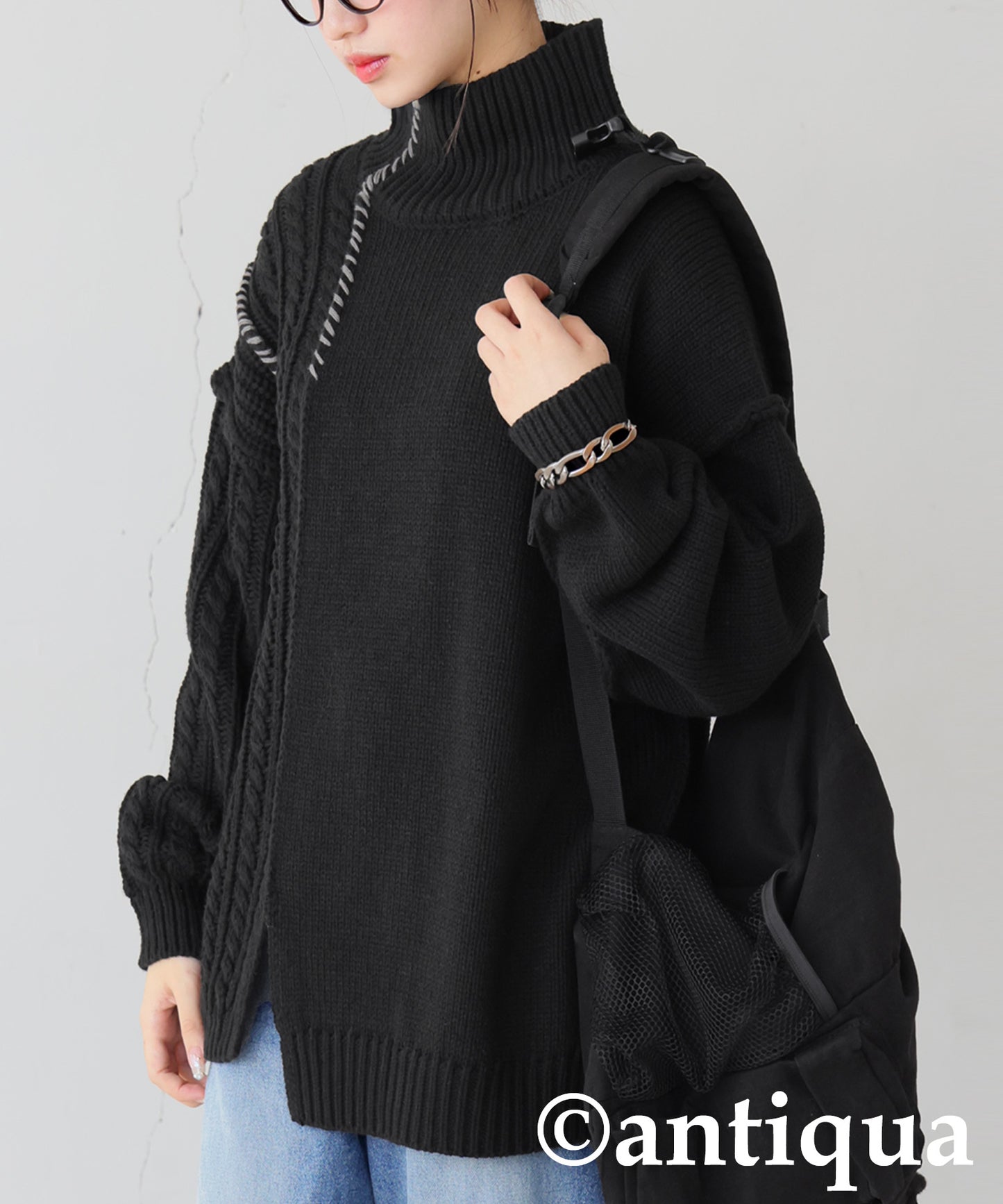 Mixed Knit Pullover Ladies