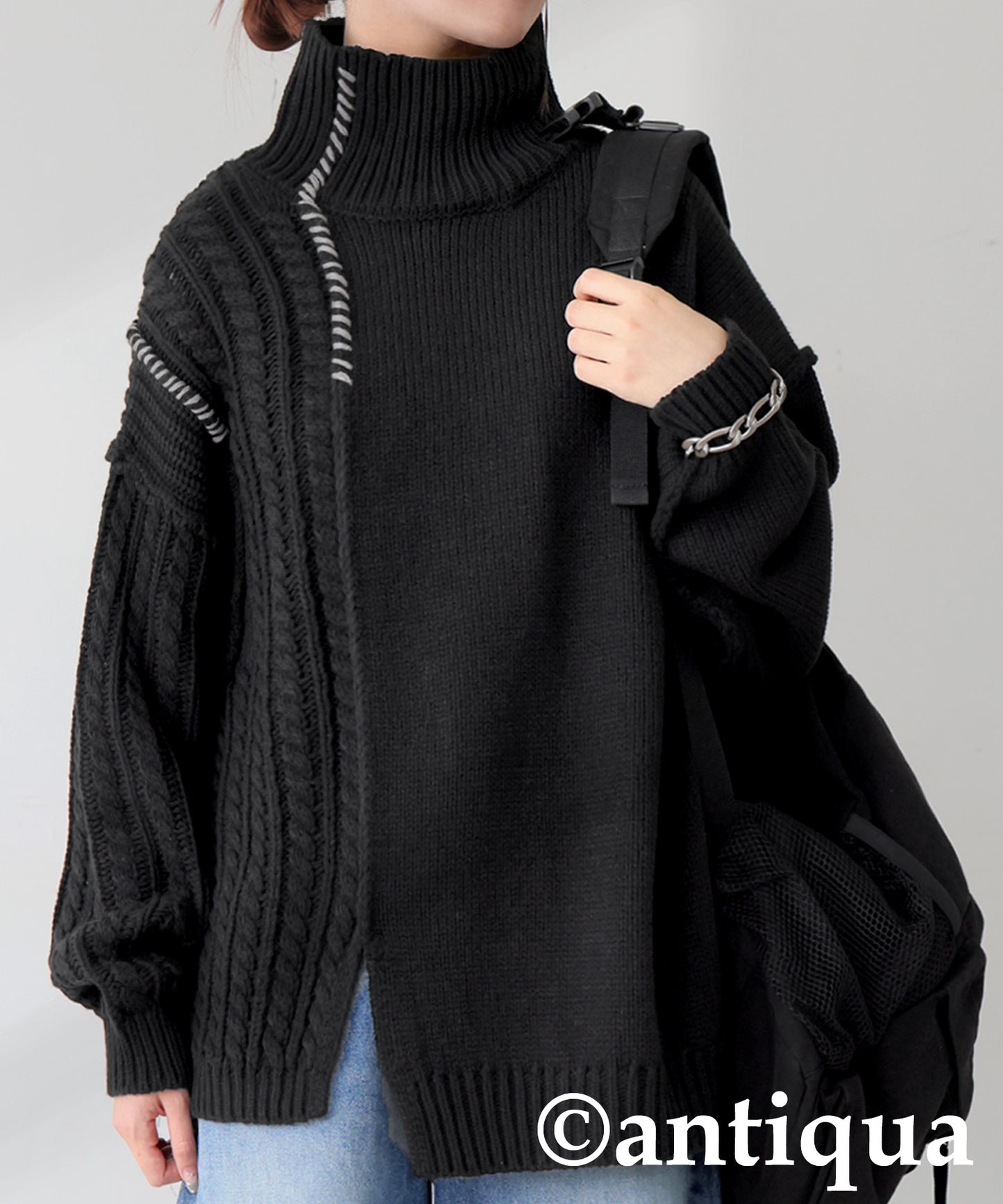 Mixed Knit Pullover Ladies