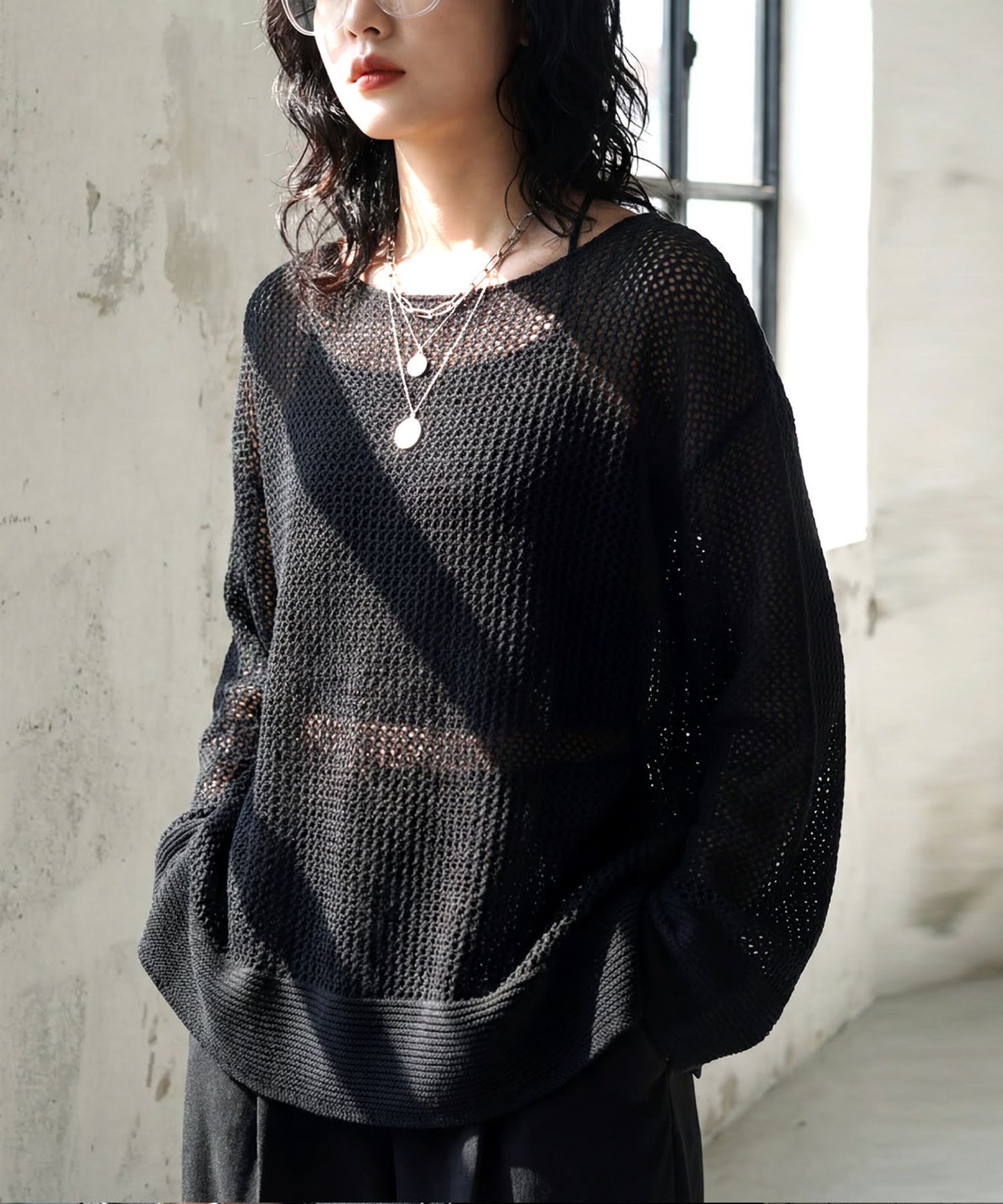 Sheer Loose Knit Sweate Ladies