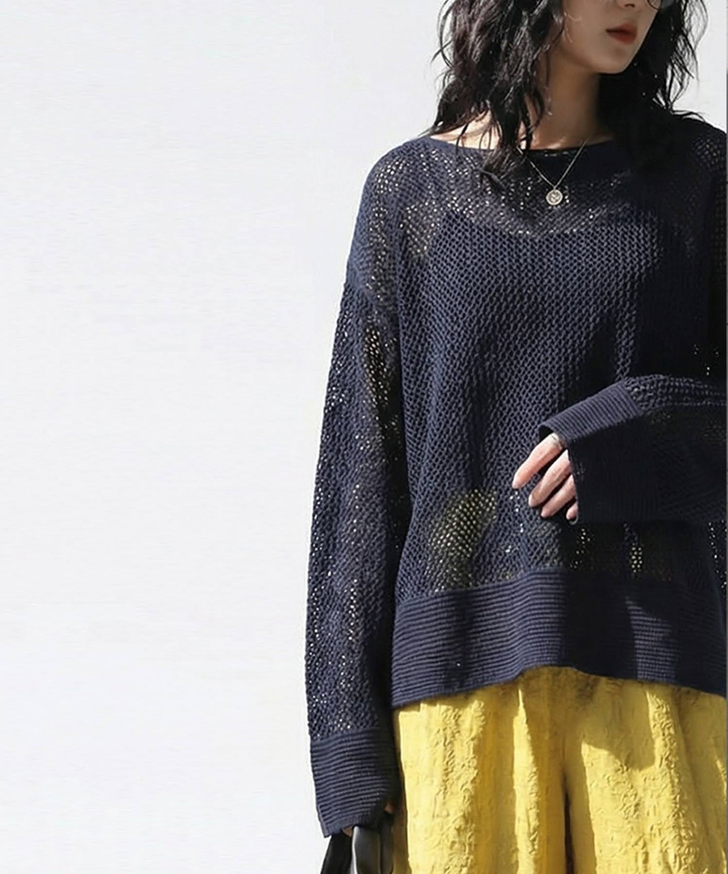 Sheer Loose Knit Sweate Ladies