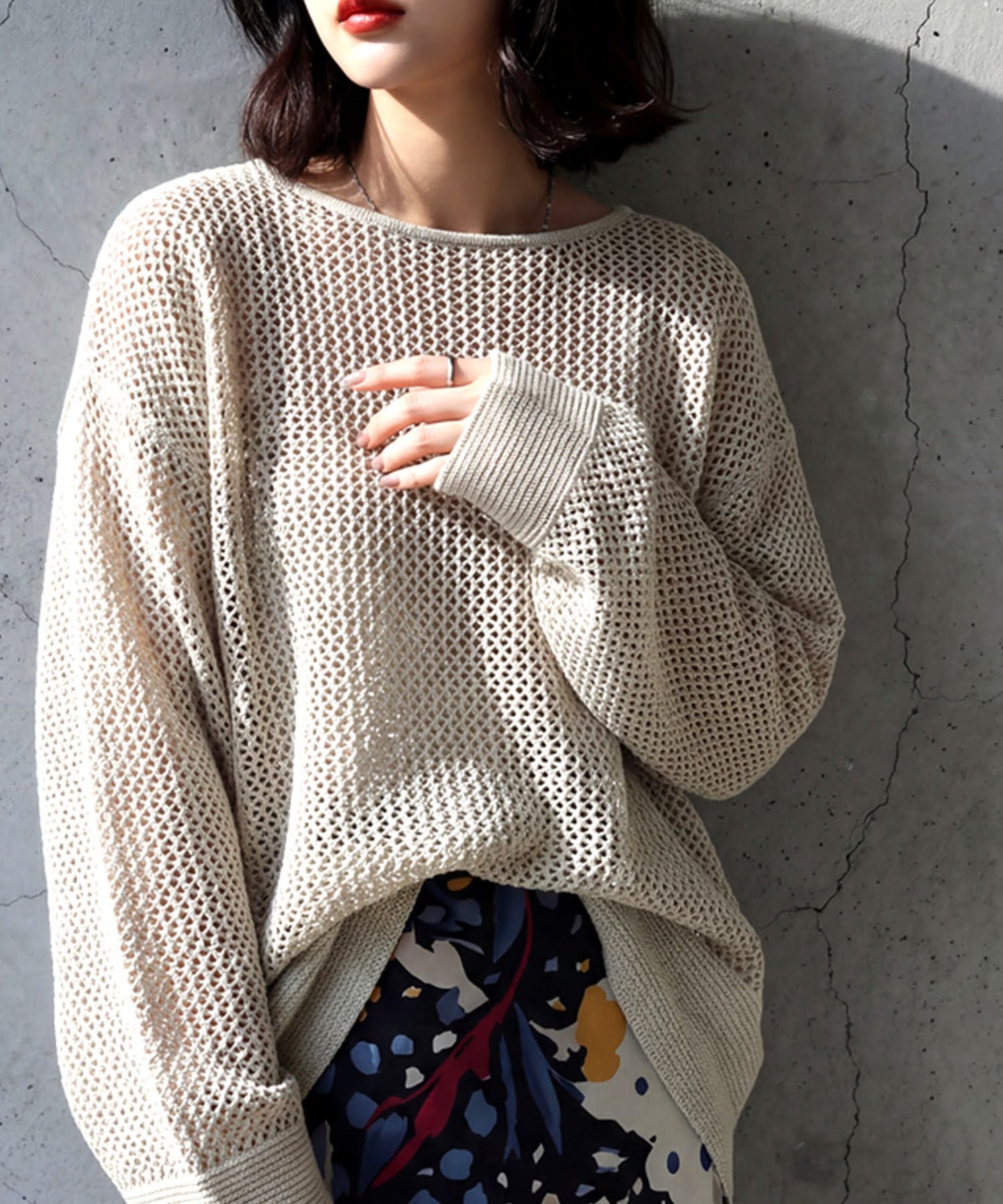Sheer Loose Knit Sweate Ladies