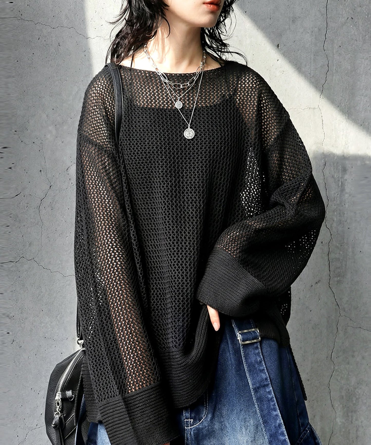 Sheer Loose Knit Sweate Ladies