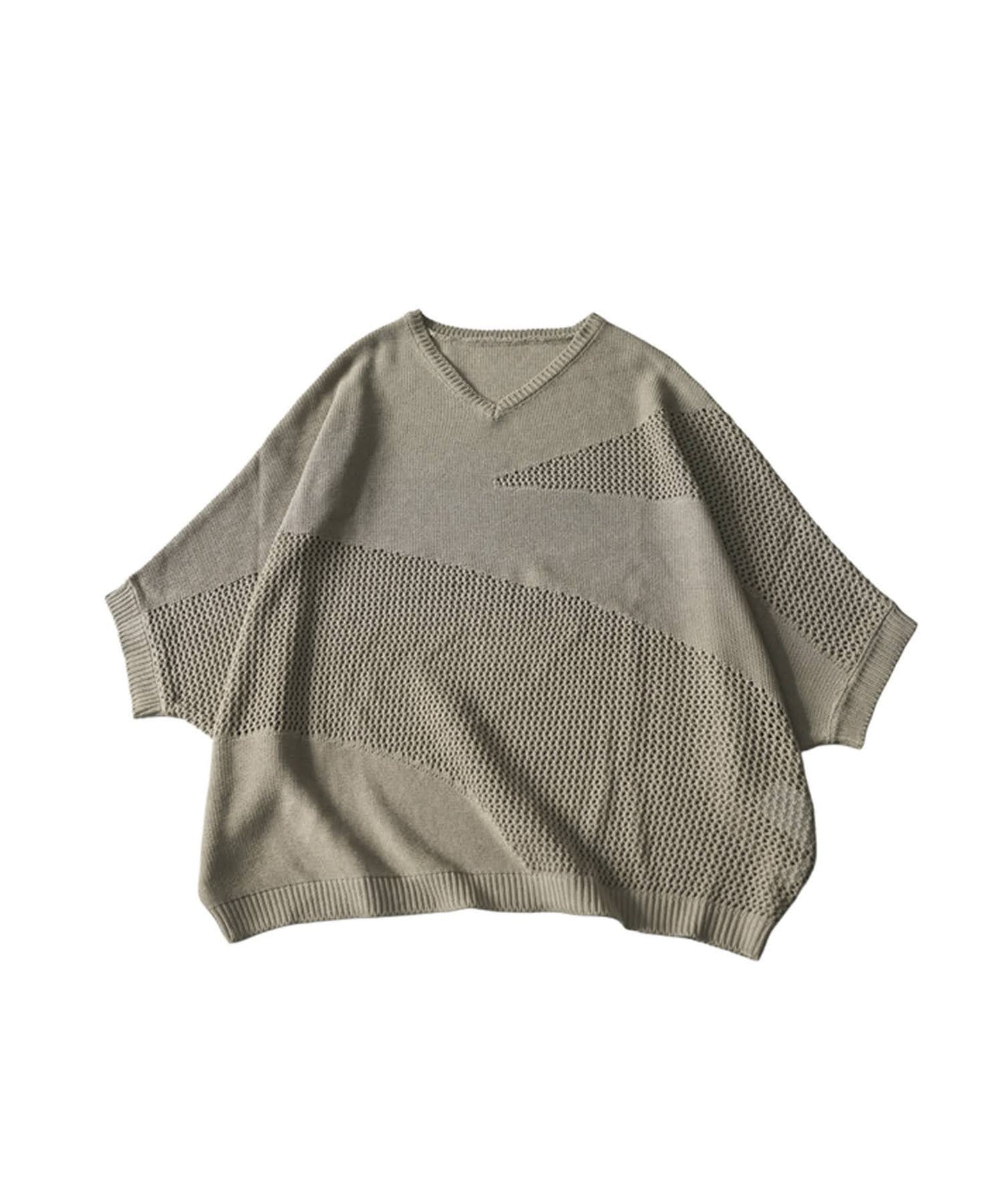 Dolman V-Neck Mesh Knit Ladies