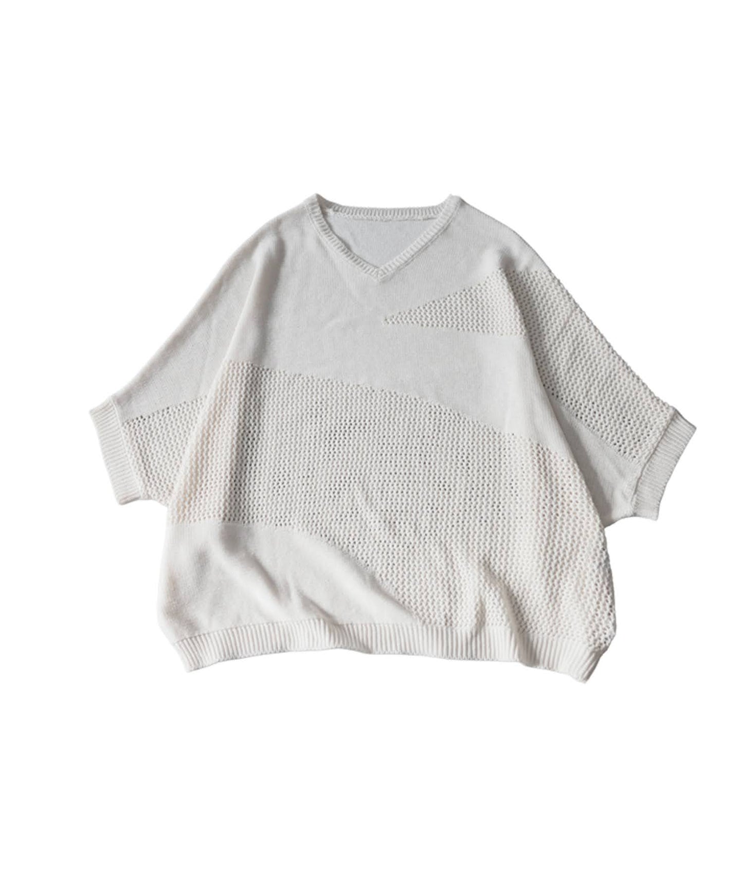 Dolman V-Neck Mesh Knit Ladies