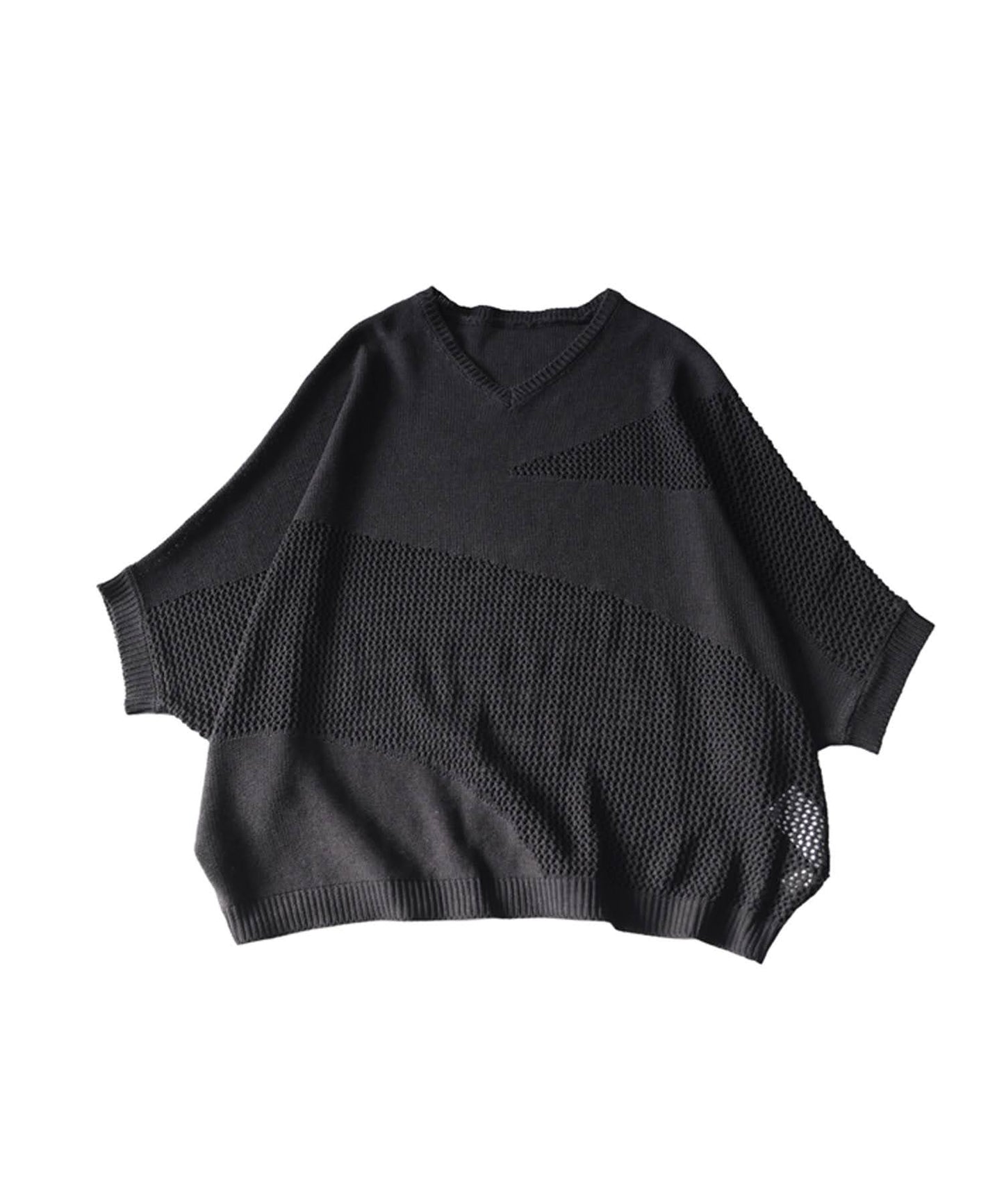 Dolman V-Neck Mesh Knit Ladies