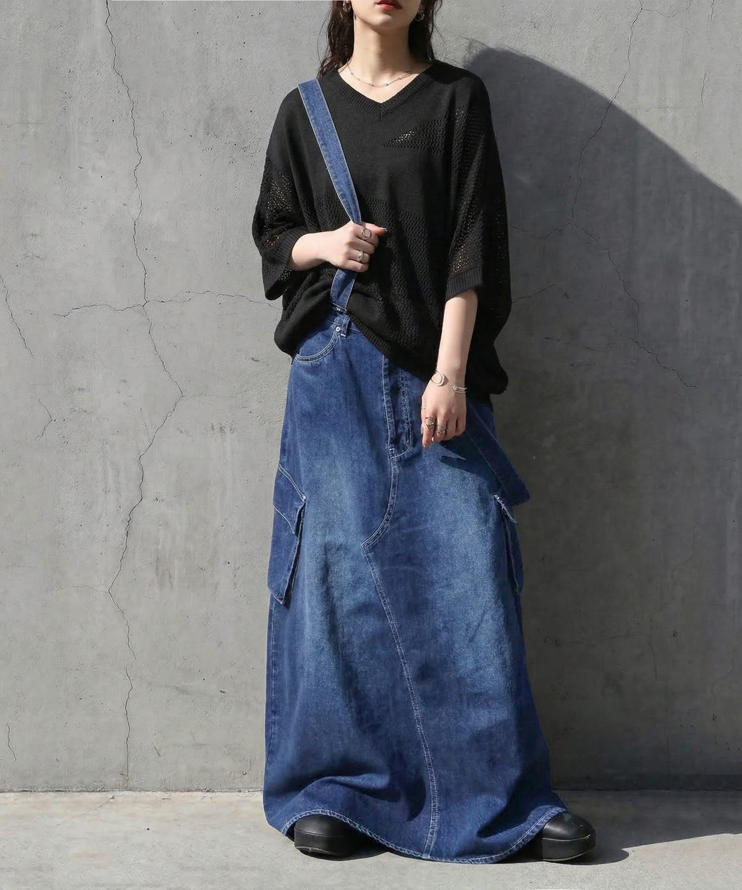 Dolman V-Neck Mesh Knit Ladies