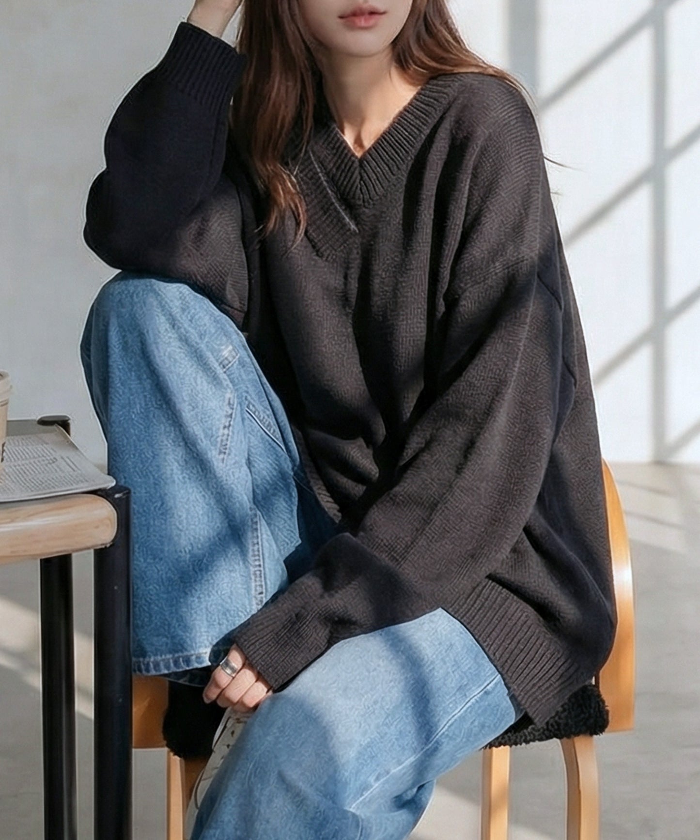 100% Cotton V-Neck Knit Ladies