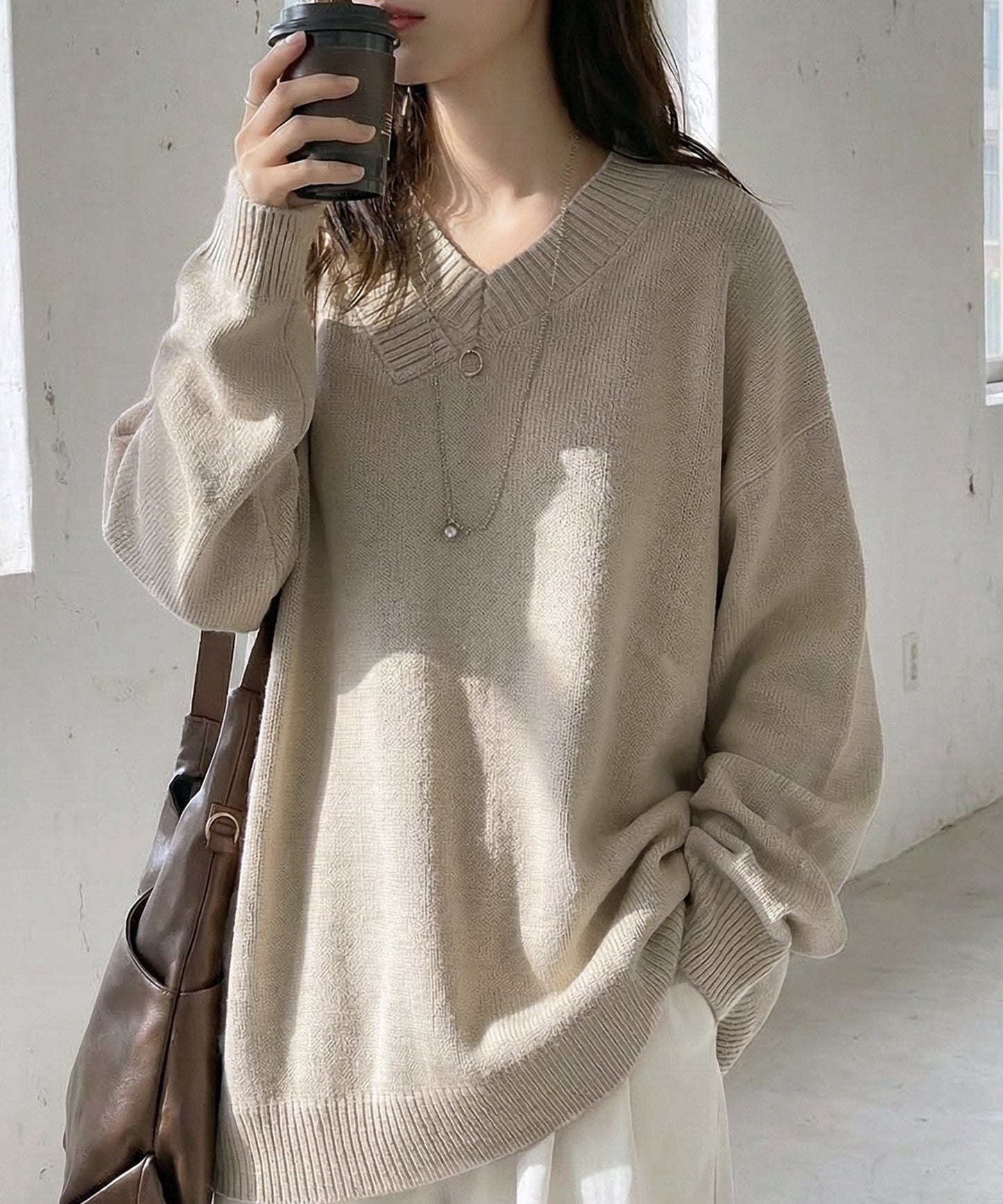 100% Cotton V-Neck Knit Ladies